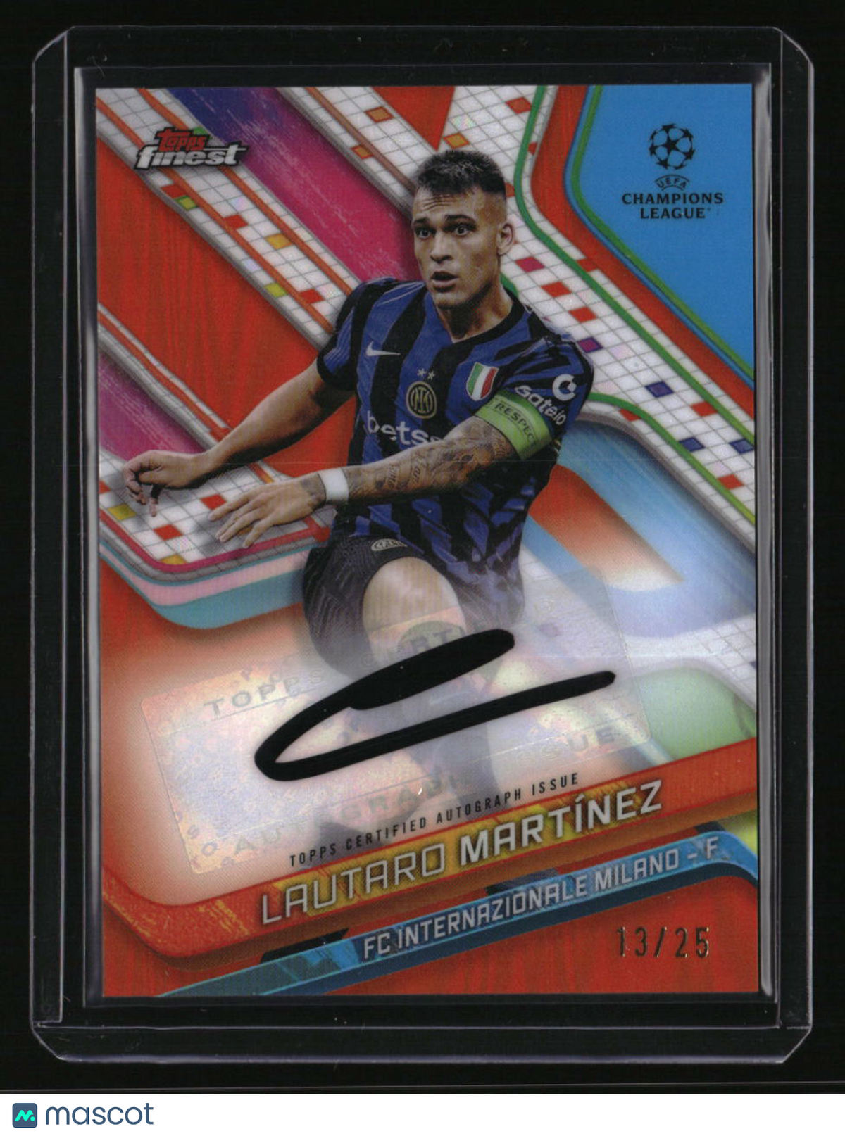2024-25 Finest UEFA Club Competitions Lautaro Martínez Autographs Orange #/25