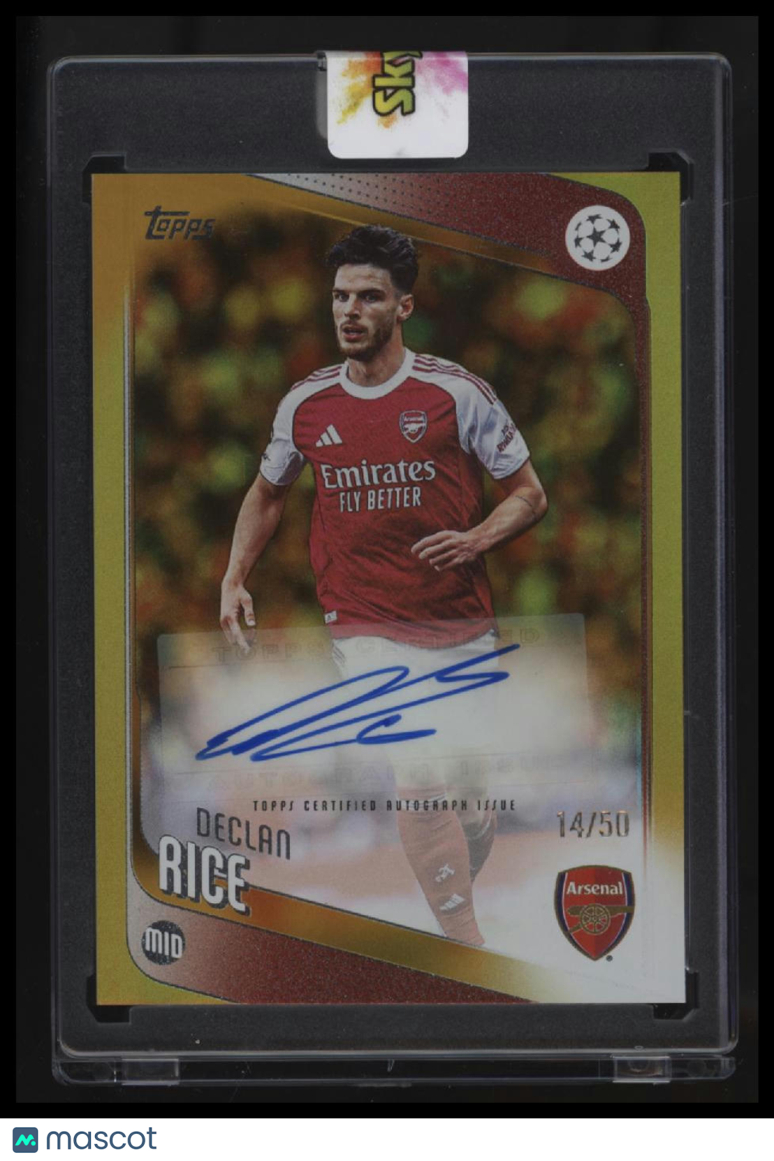 2025-26 Topps UEFA Club Competitions Declan Rice Base Autographs Gold Foil #/50