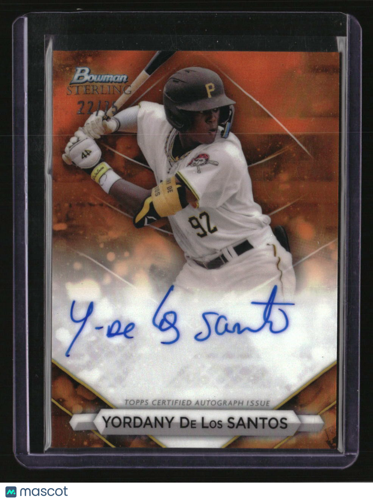 2023 Bowman Sterling Yordany De Los Santos Prospect Autographs Orange #/75