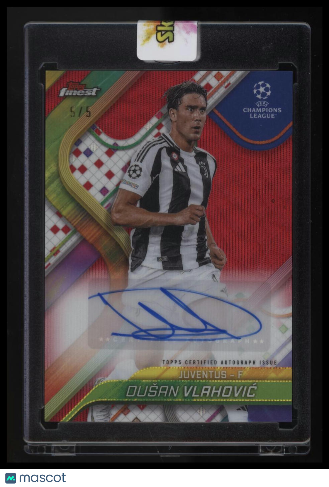 2024-25 Finest UEFA Club Competitions Dušan Vlahović Base Auto Red Wave #/5