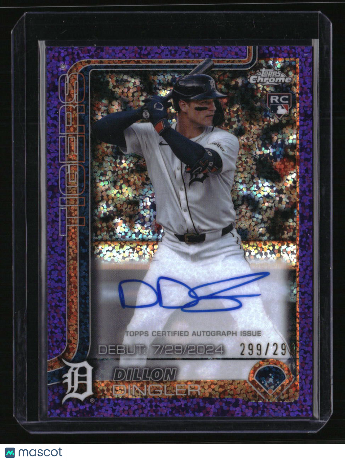 2025 Topps Chrome Update Dillon Dingler Auto Purple Speckle LAST ON PRINT #/299