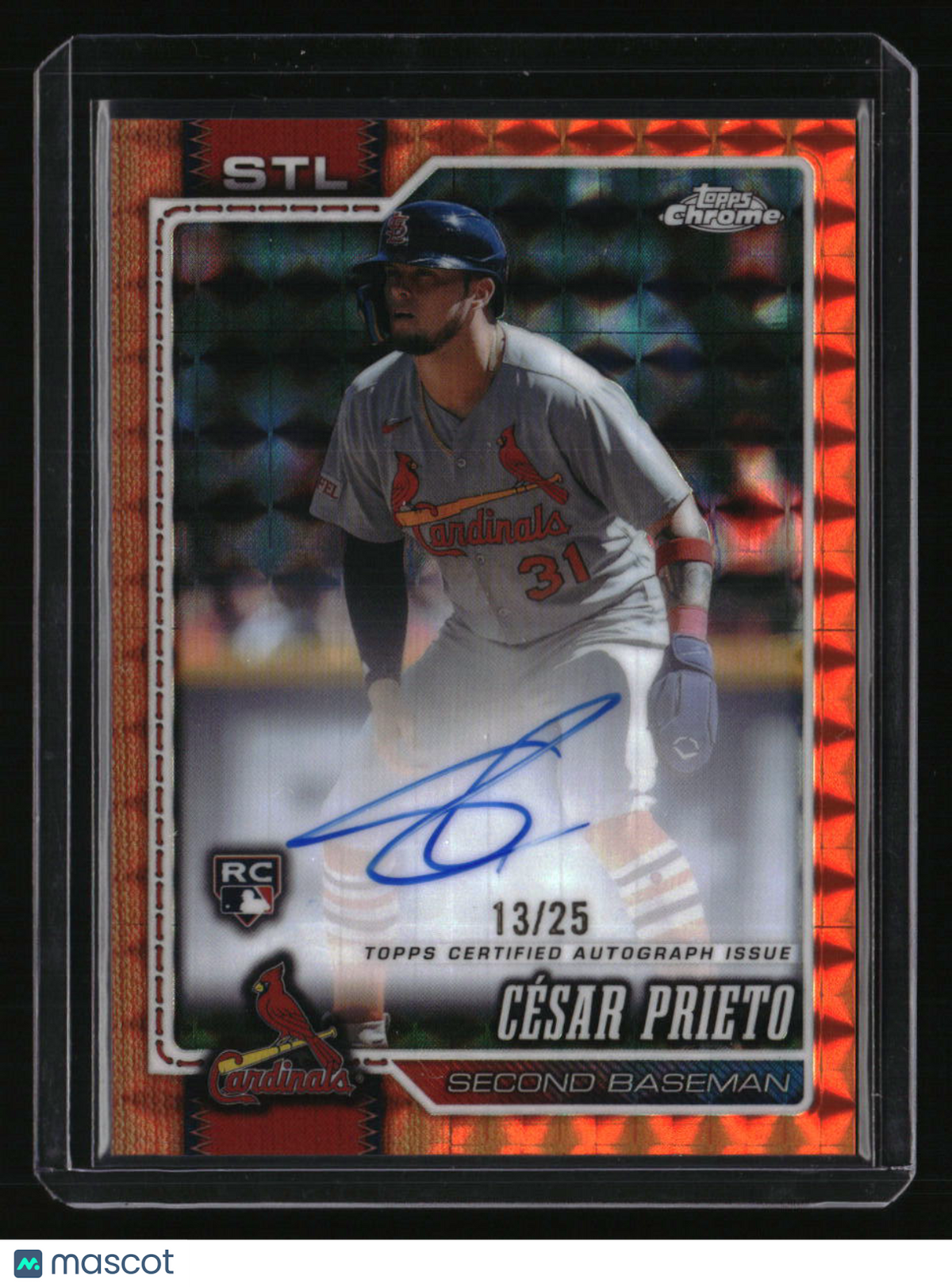 2026 Topps Chrome César Prieto Rookie Autograph Orange Geometric Refractor #/25