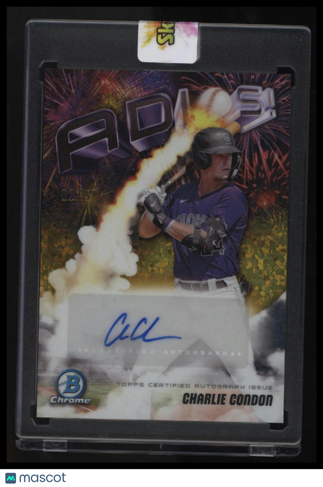 2025 Bowman Chrome Charlie Condon Adios Autographs Gold Mini-Diamond #/50