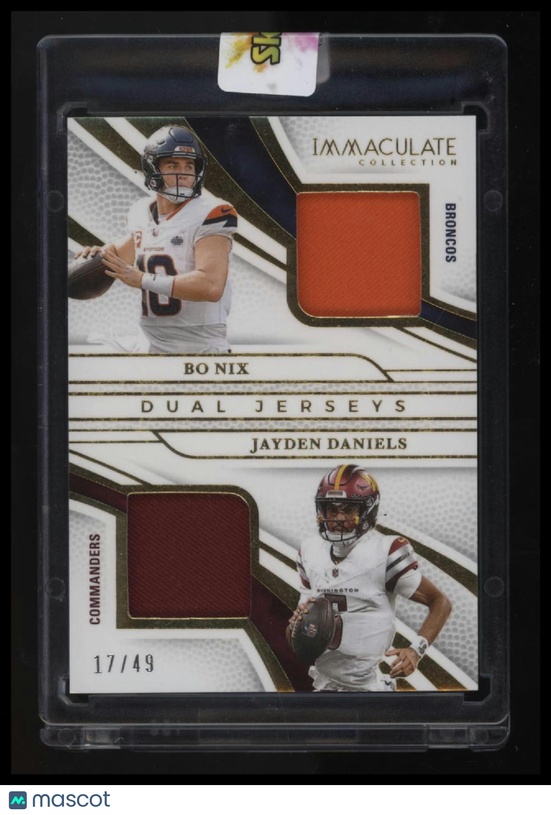 2025 Panini Immaculate Collection Bo Nix / Jayden Daniels Dual Jersey #/49