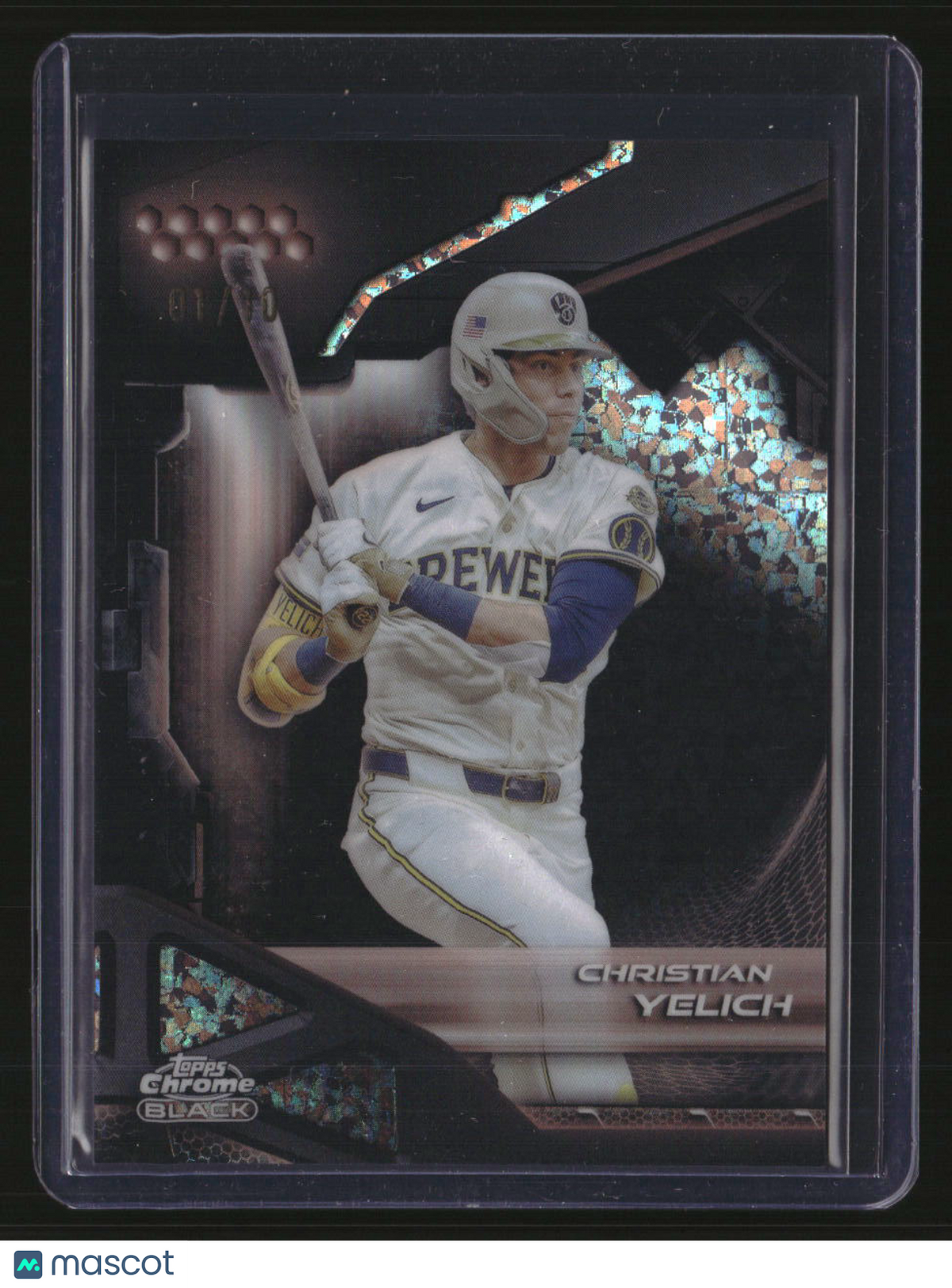 2026 Topps Chrome Black Christian Yelich Rose Gold Mini-Diamond Refractors #/10
