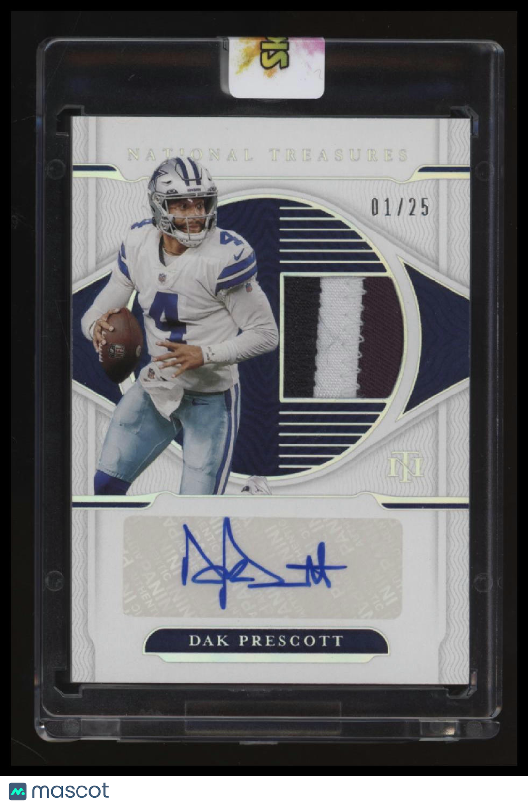 2021 Panini National Treasures Dak Prescott Material Signatures Holo Silver #/25