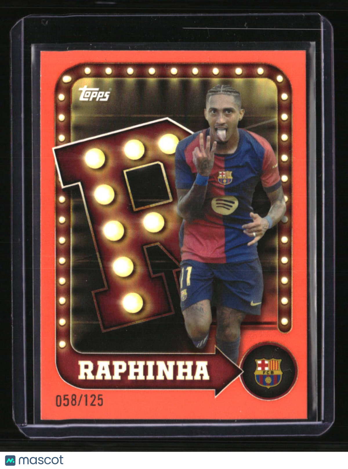 2025-26 Topps FC Barcelona Collector Tin Raphinha Neon Orange #/125