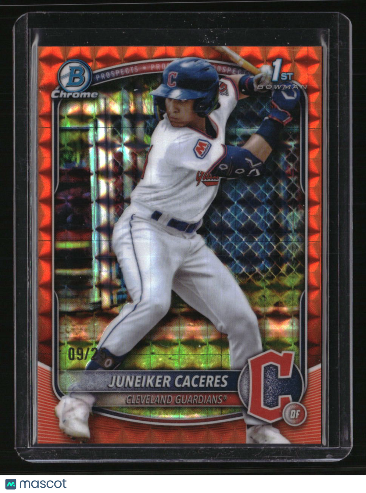 2025 Bowman Chrome Juneiker Caceres Prospects Orange Geometric #/25