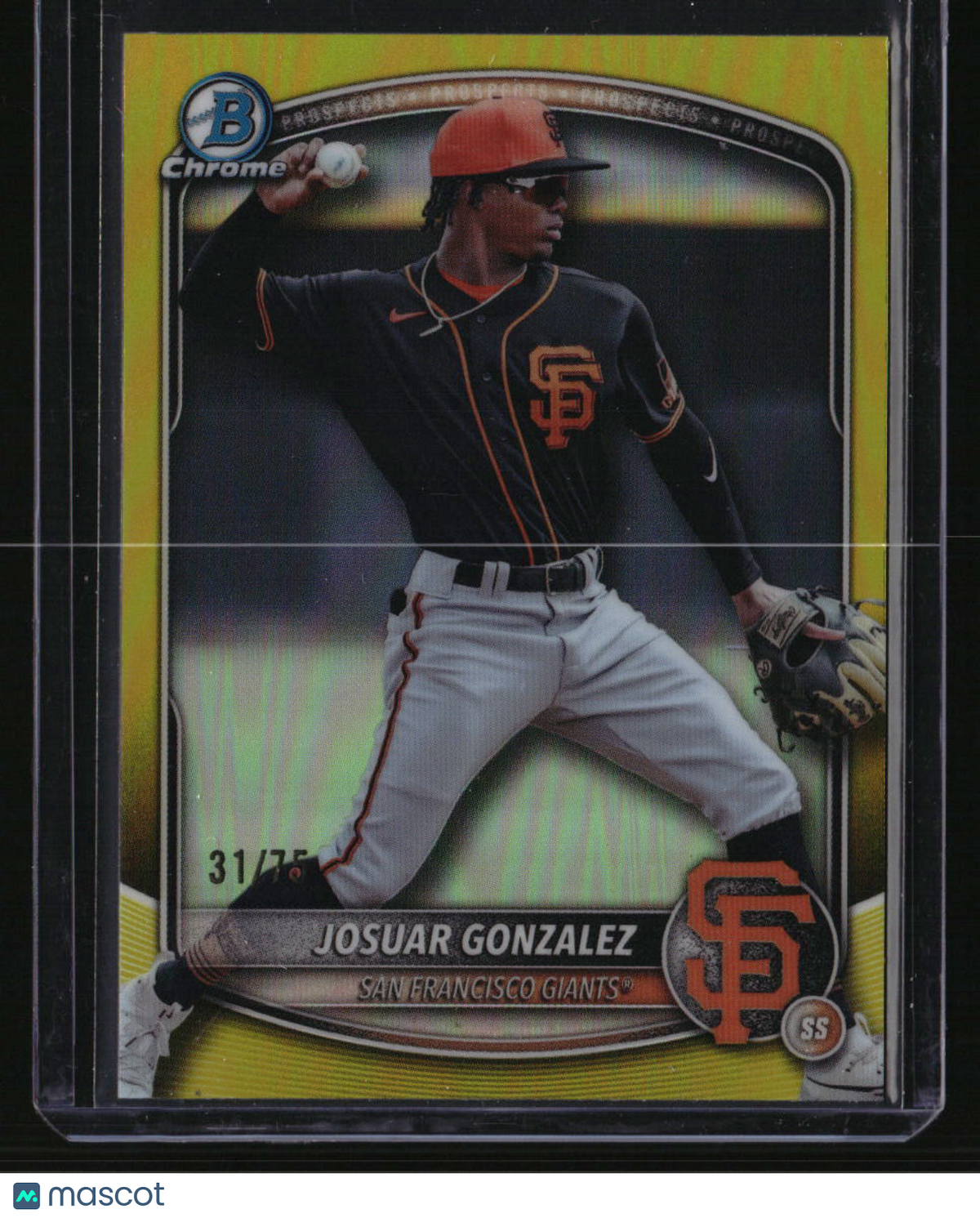 2025 Bowman Draft Josuar Gonzalez Chrome Yellow Refractor #/75