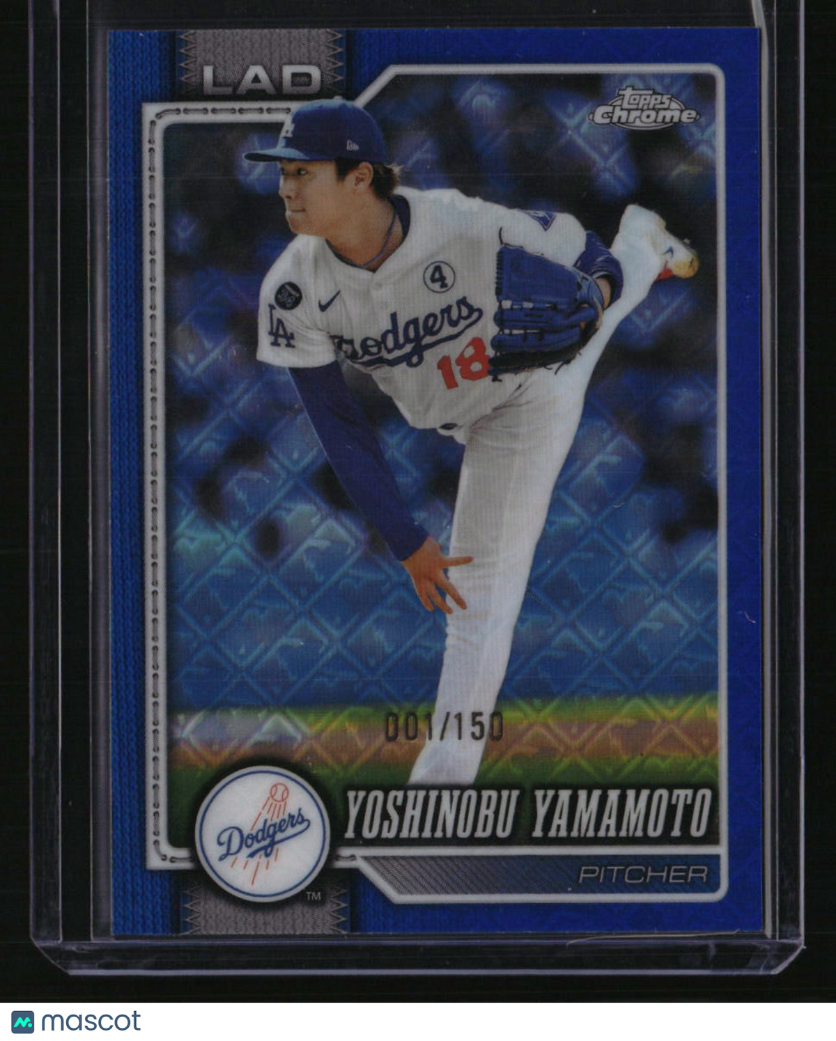 2026 Topps Chrome Logofractor Edition Yoshinobu Yamamoto Blue 1st on Print 1/150