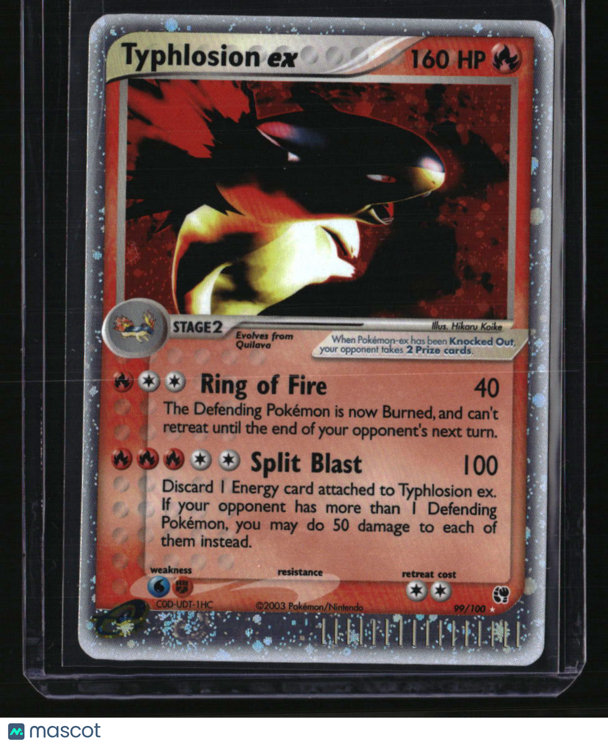 EX Sandstorm Typhlosion ex w/ Swirl on Bottom Border
