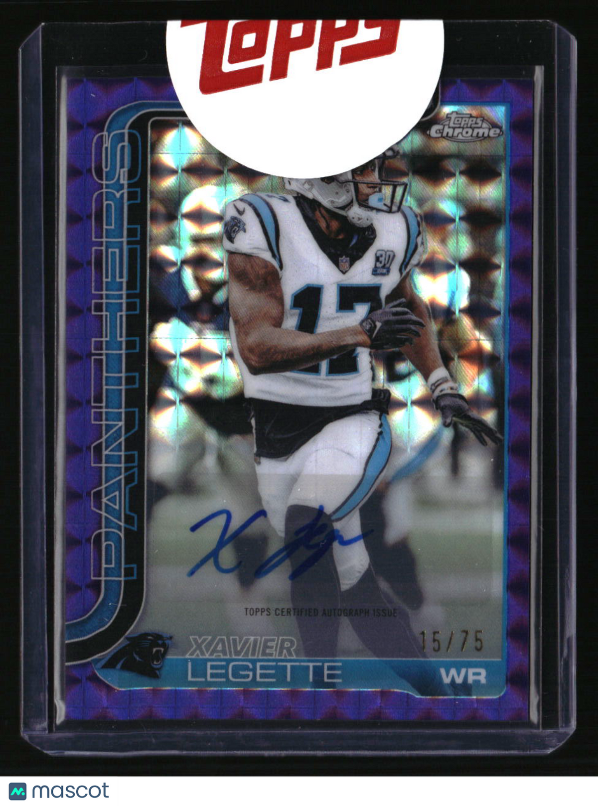 2025 Topps Chrome Xavier Legette Chrome Autographs Purple Geometric #/75