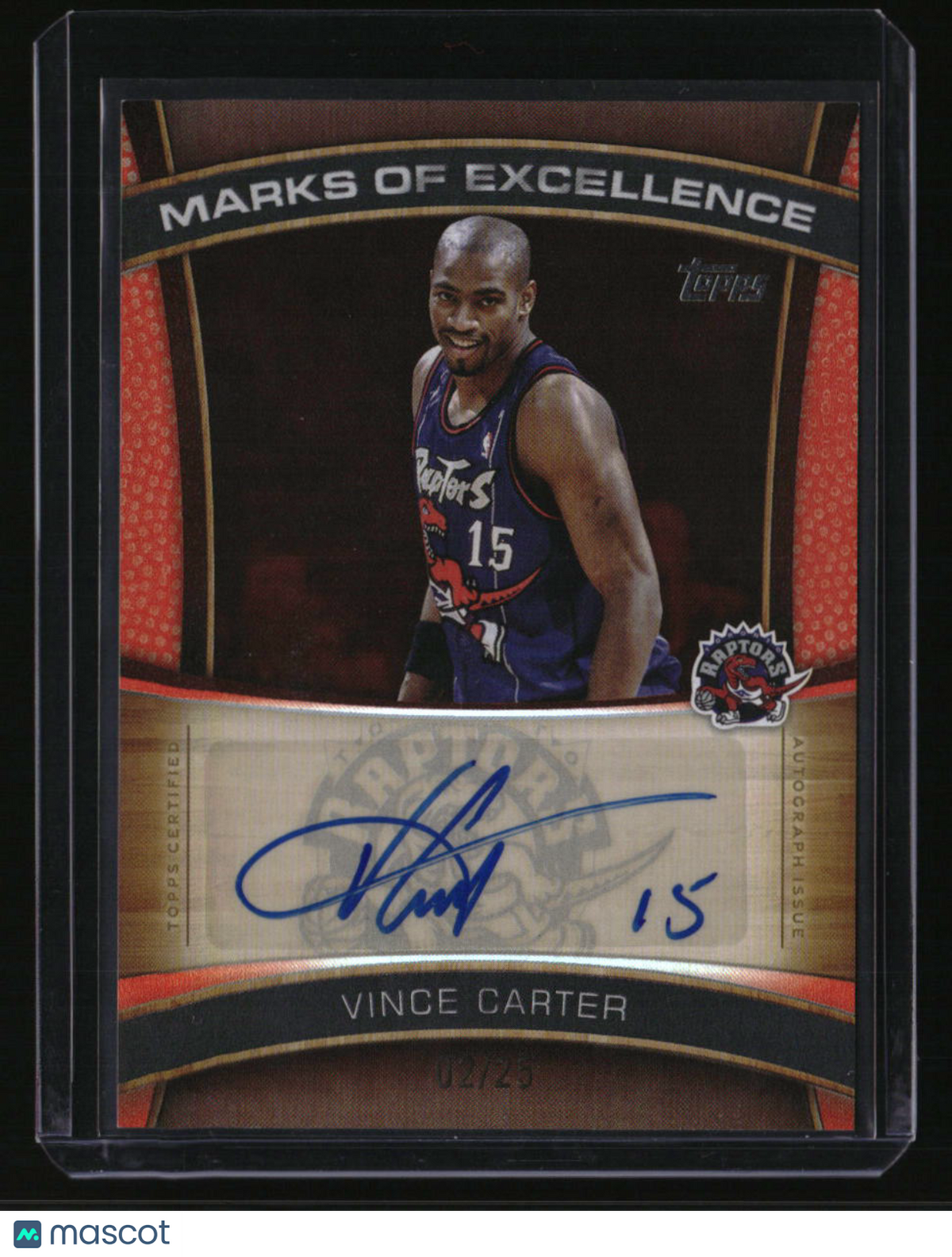 2025-26 Topps Vince Carter Marks of Excellence Orange Rainbow #/25
