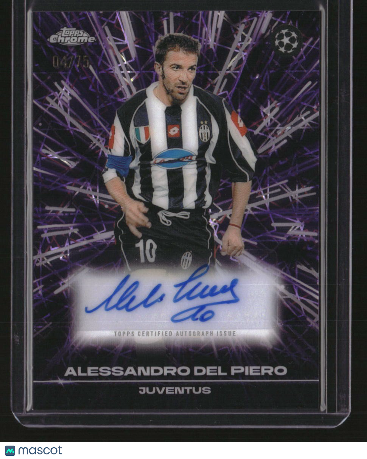 2025-26 Topps Chrome UEFA CC Alessandro Del Piero Auto Black/Purple Lazer #/75
