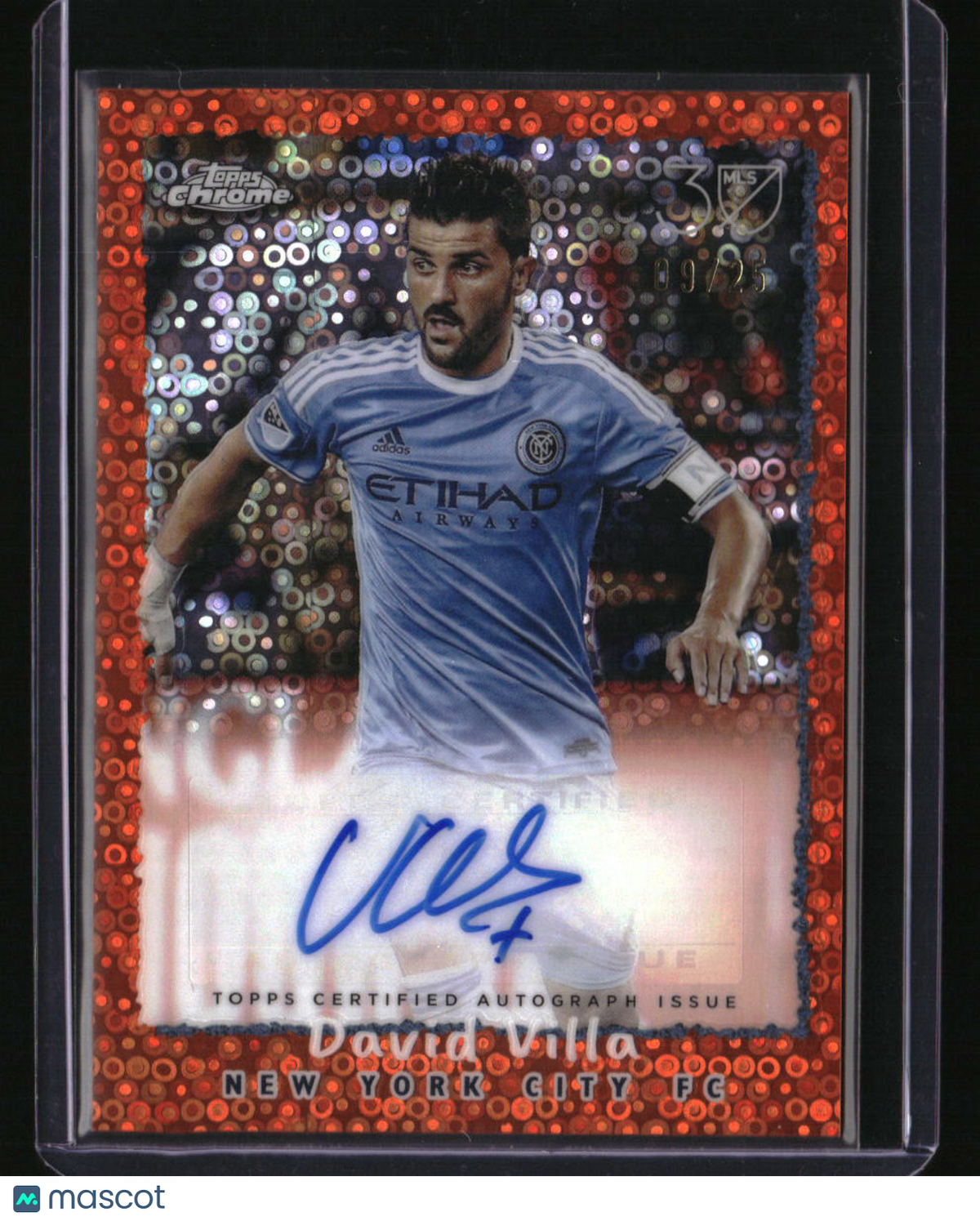 2025 Topps Chrome MLS David Villa Auto Orange Donut Holes Refractor #/25