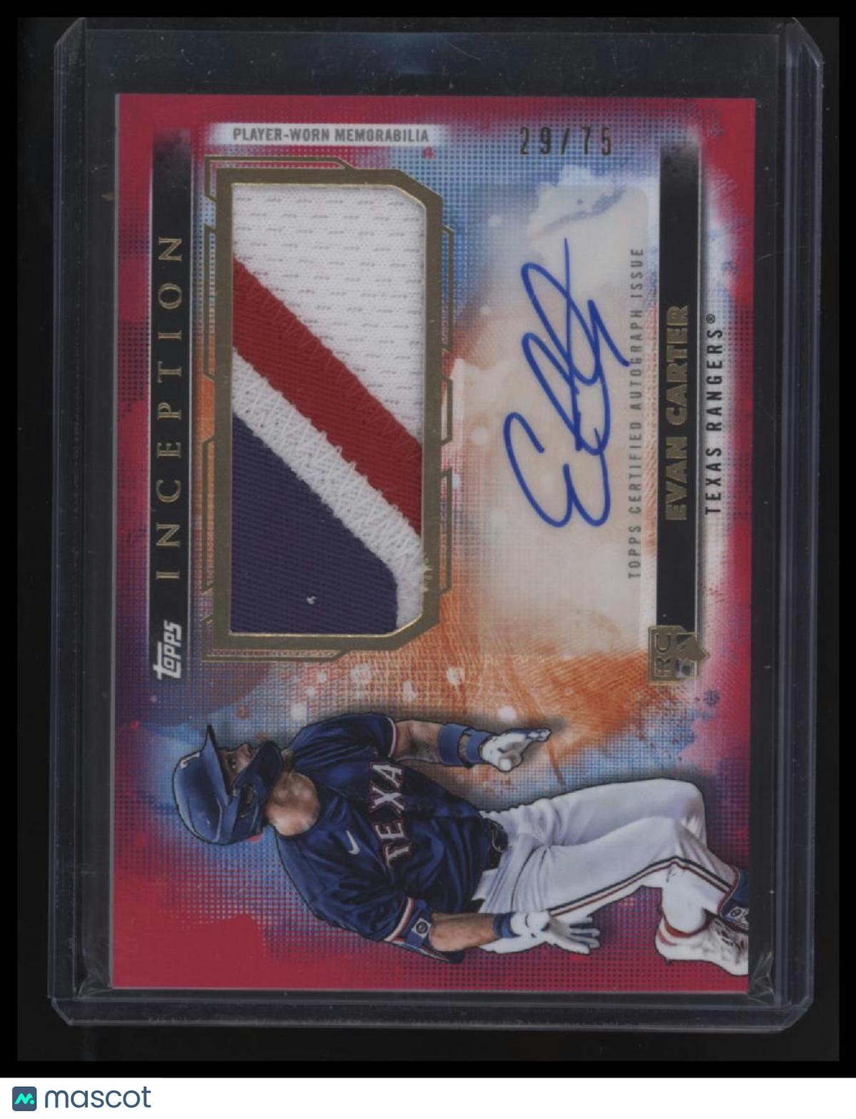 2024 Topps Inception Evan Carter Autographed Patch Magenta #/75