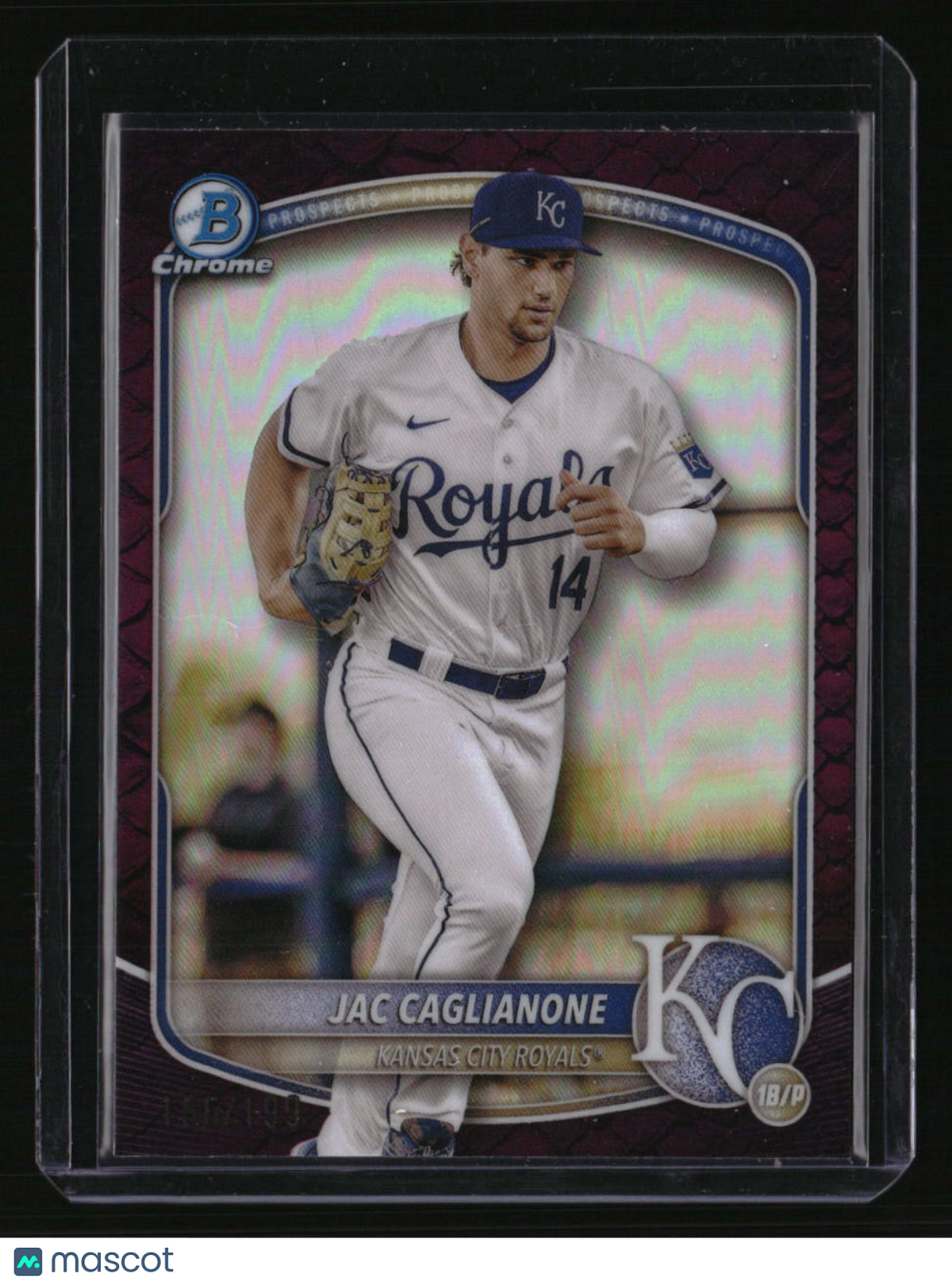 2025 Bowman Jac Caglianone Chrome Prospects Reptilian Fuchsia Refractor #/199