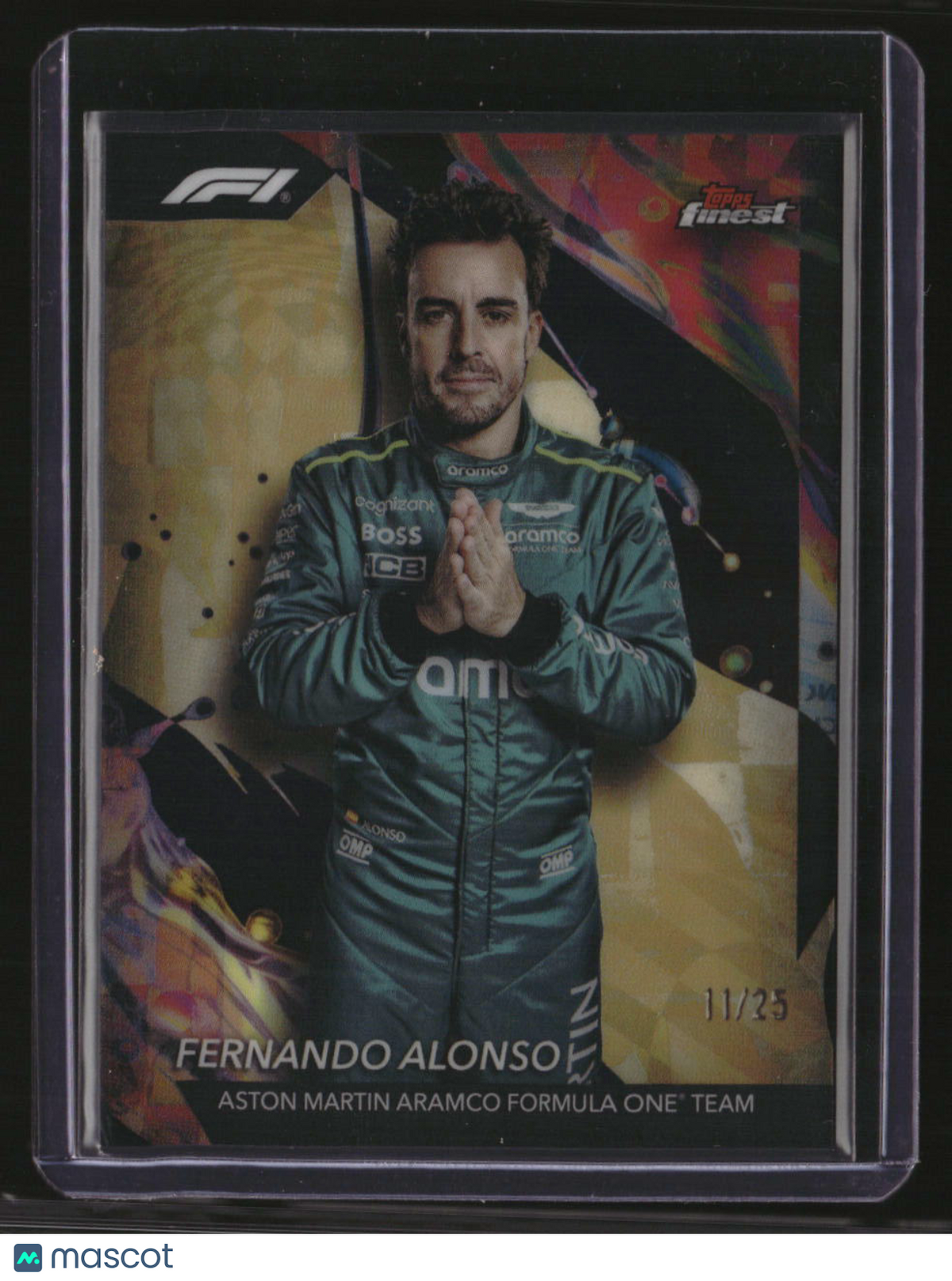 2024 Topps Finest Formula 1 Fernando Alonso Gold Refractors #/25 Uncommon
