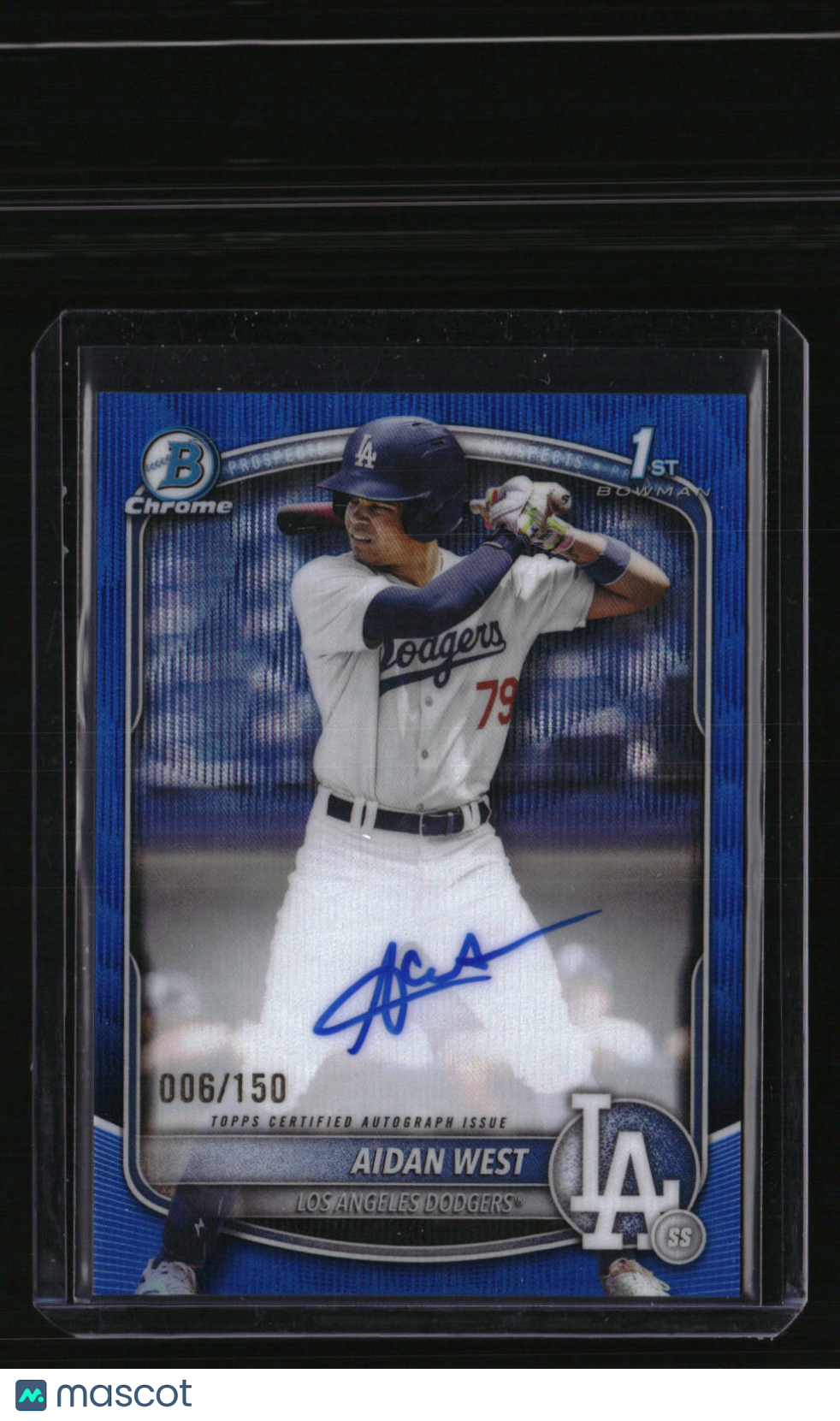 2025 Bowman Draft Aidan West Chrome Prospect Autographs Blue Wave #/150