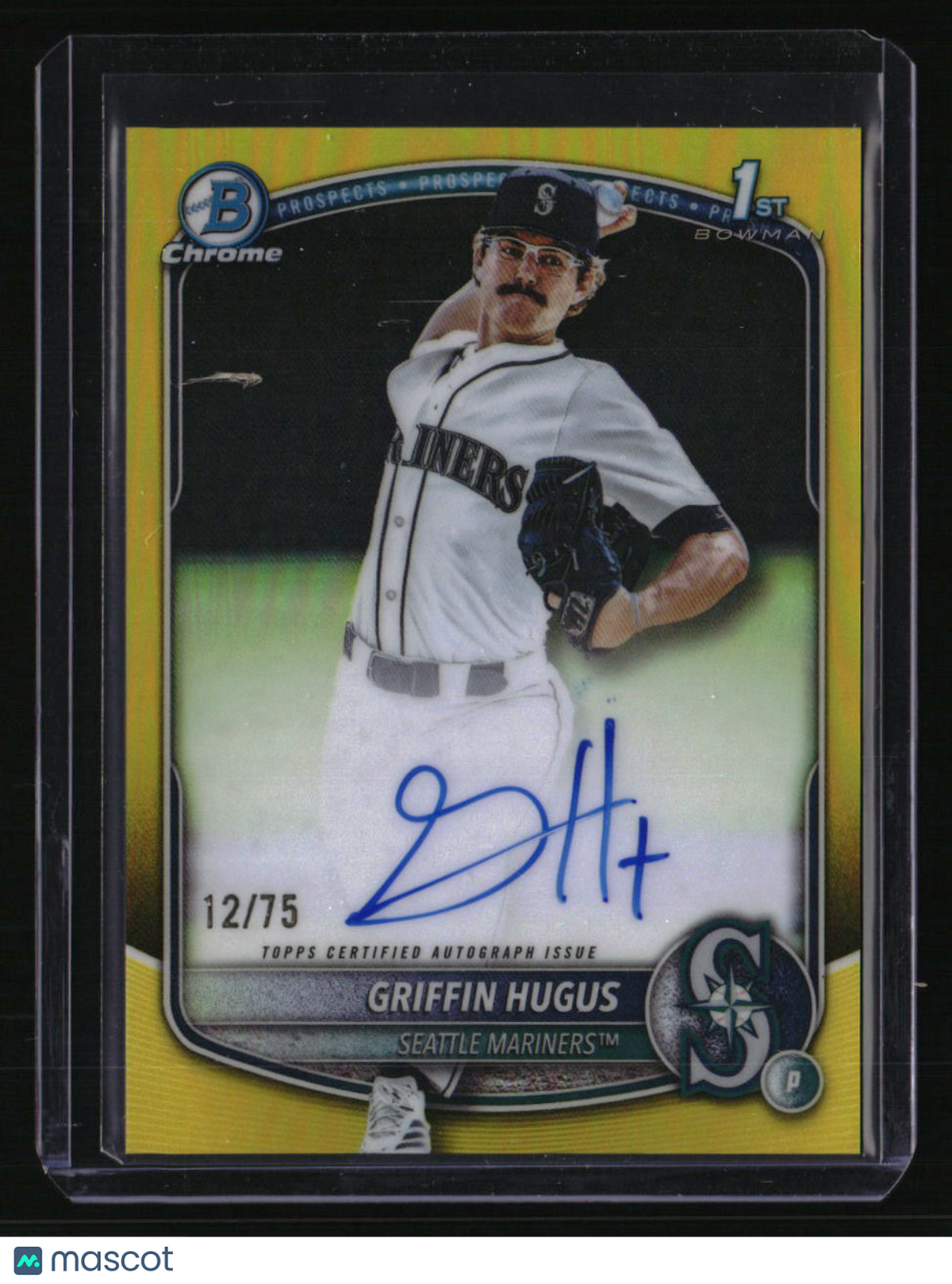 2025 Bowman Draft Griffin Hugus Chrome Prospect Autographs Yellow Refractor #/75