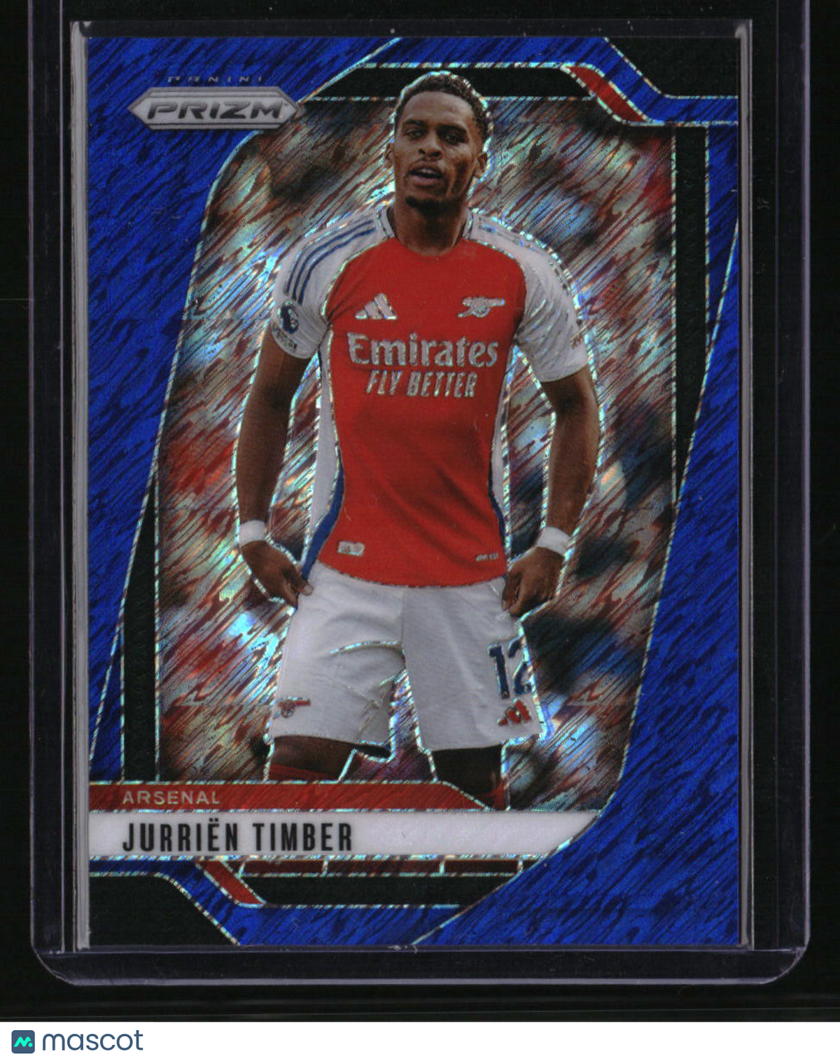 2024-25 Panini Prizm Premier League #25 Jurrien Timber Blue Shimmer #/8