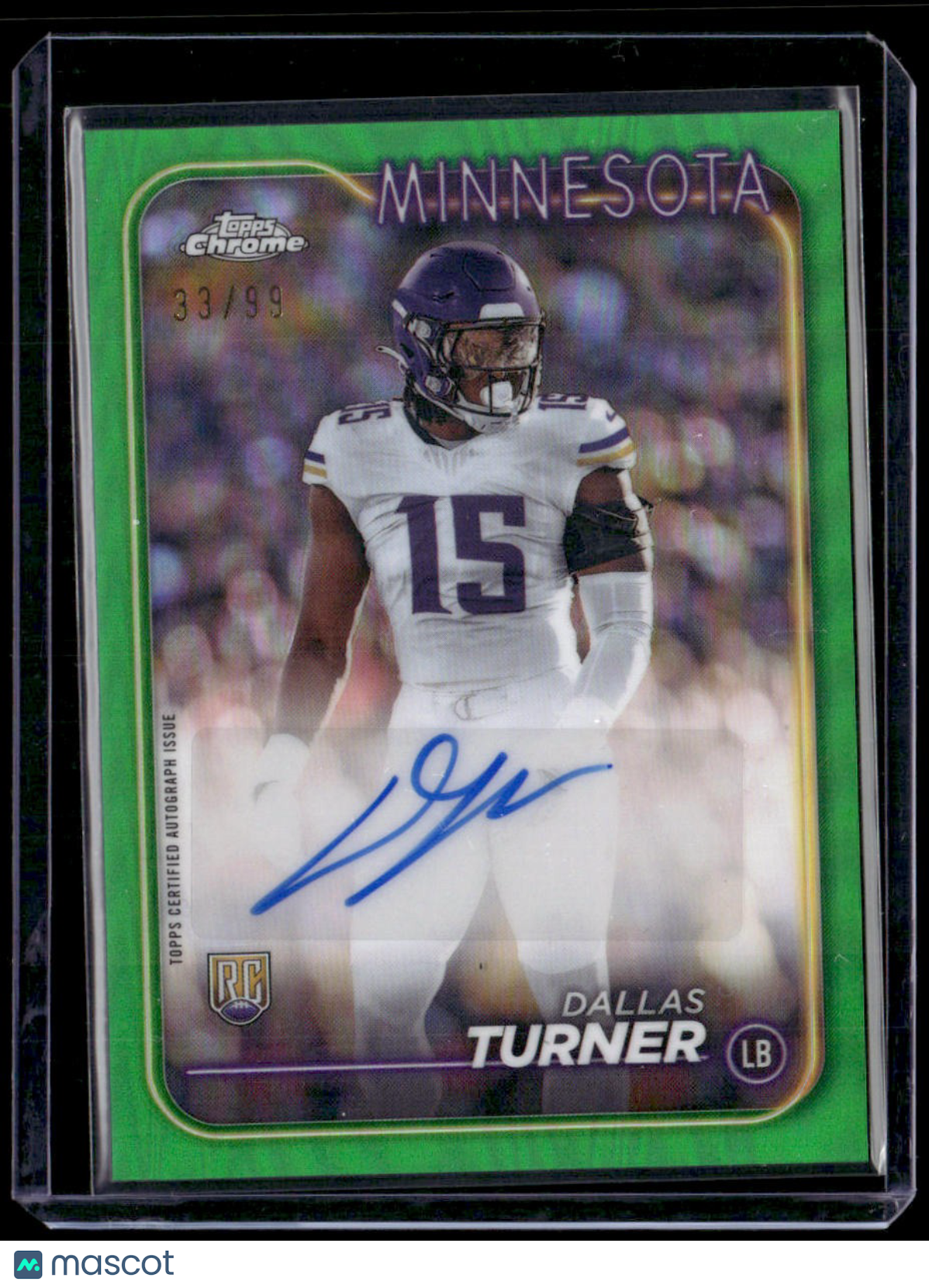 2024 Topps Chrome Dallas Turner Rookie Autographs Green Refractor #/99
