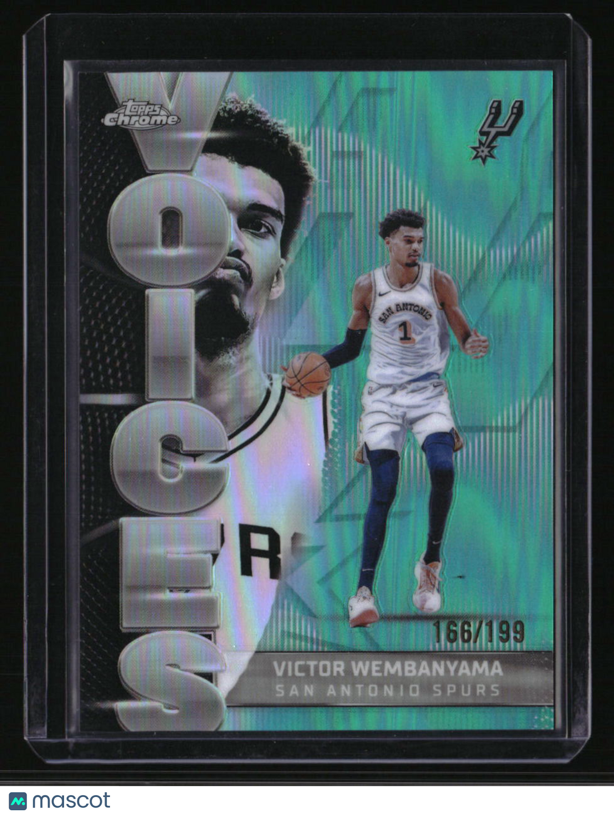2025-26 Topps Chrome Victor Wembanyama Voices Aqua Refractor #/199