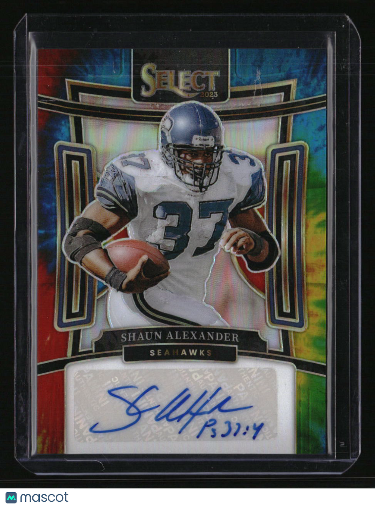 2023 Panini Select Shaun Alexander Signatures Tie-Dye Prizm #/25