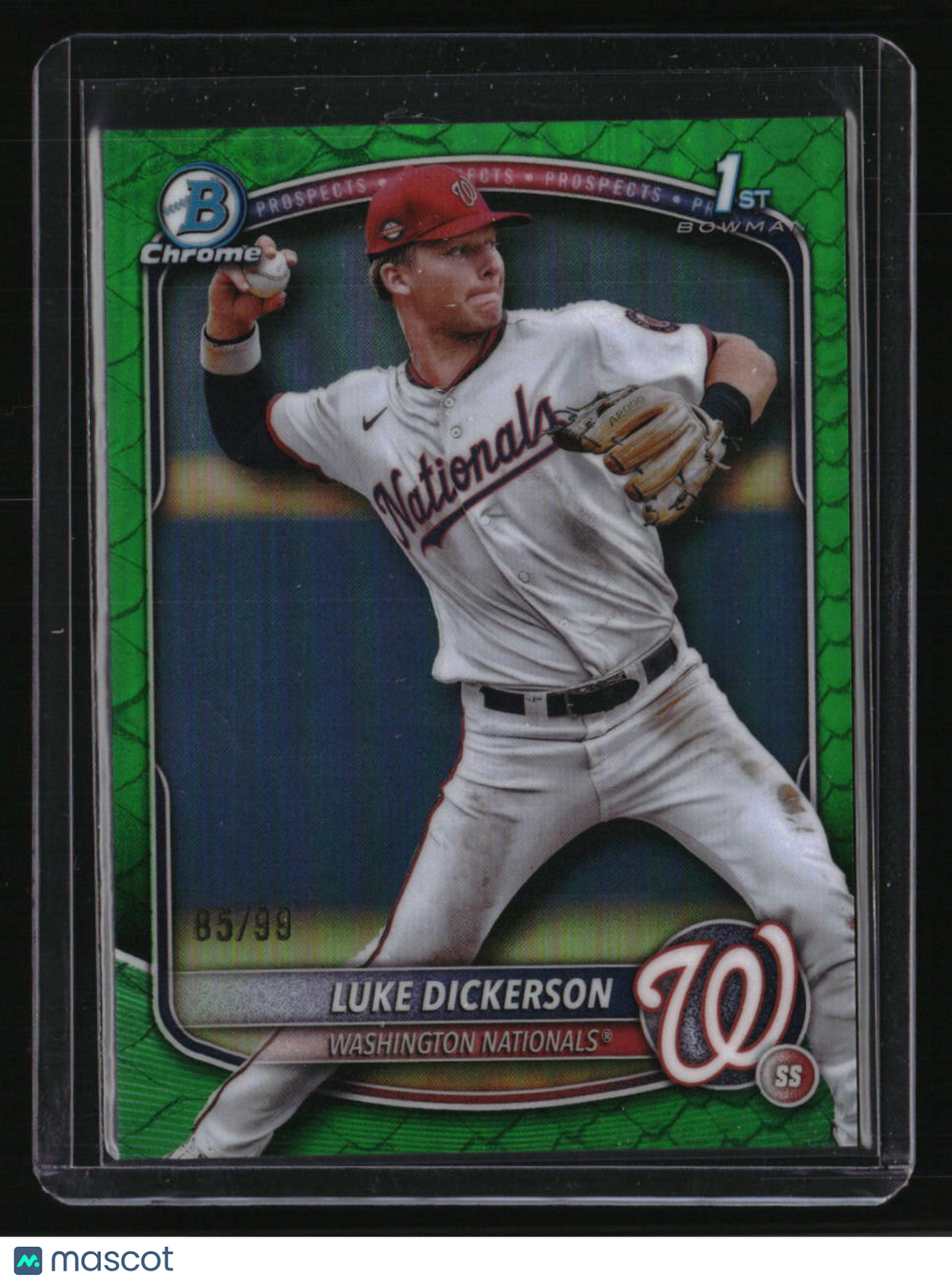 2025 Bowman Chrome Luke Dickerson Prospects Reptilian Green #/99