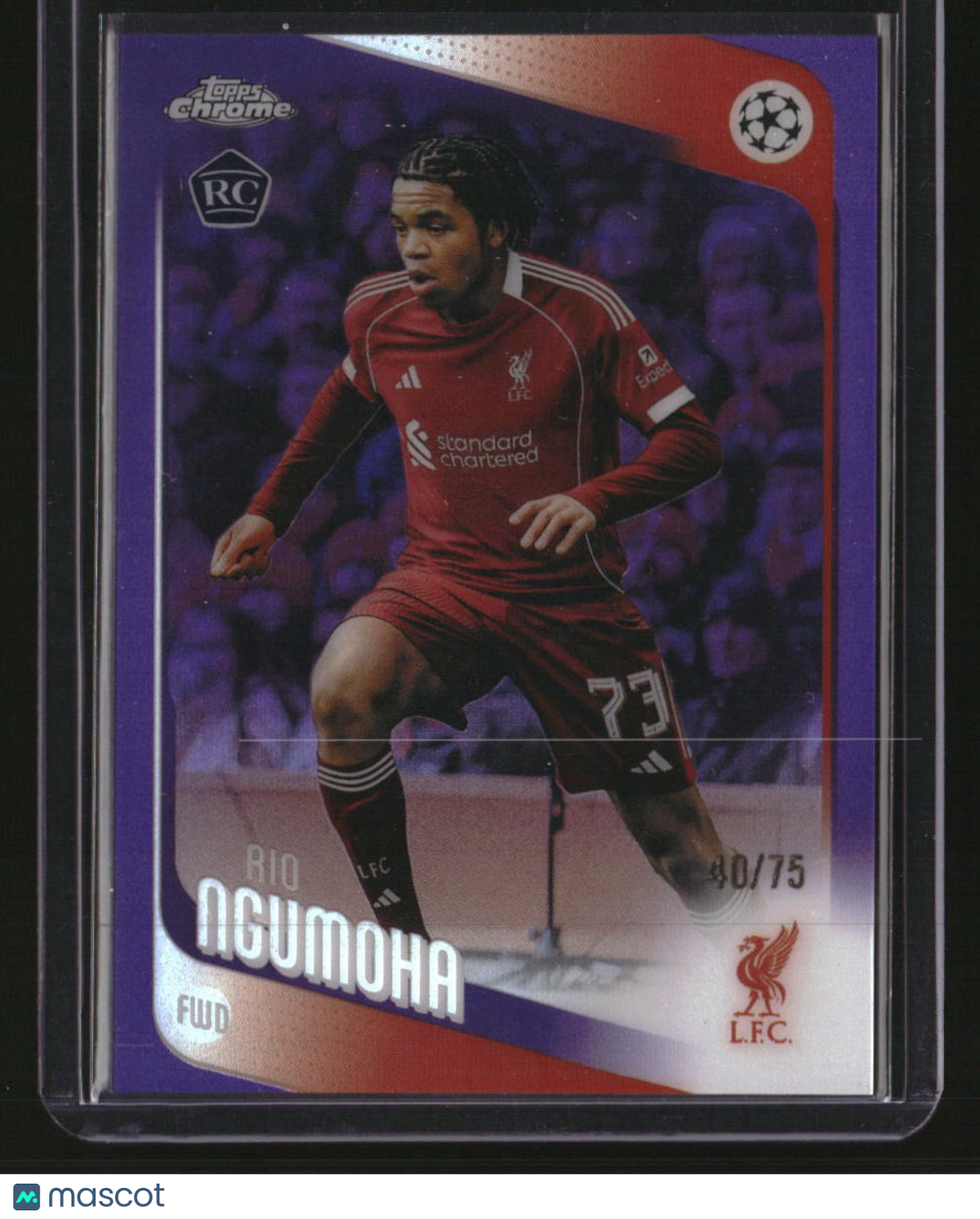 2025-26 Topps Chrome UEFA Club Competitions Rio Ngumoha Purple Refractor #/75