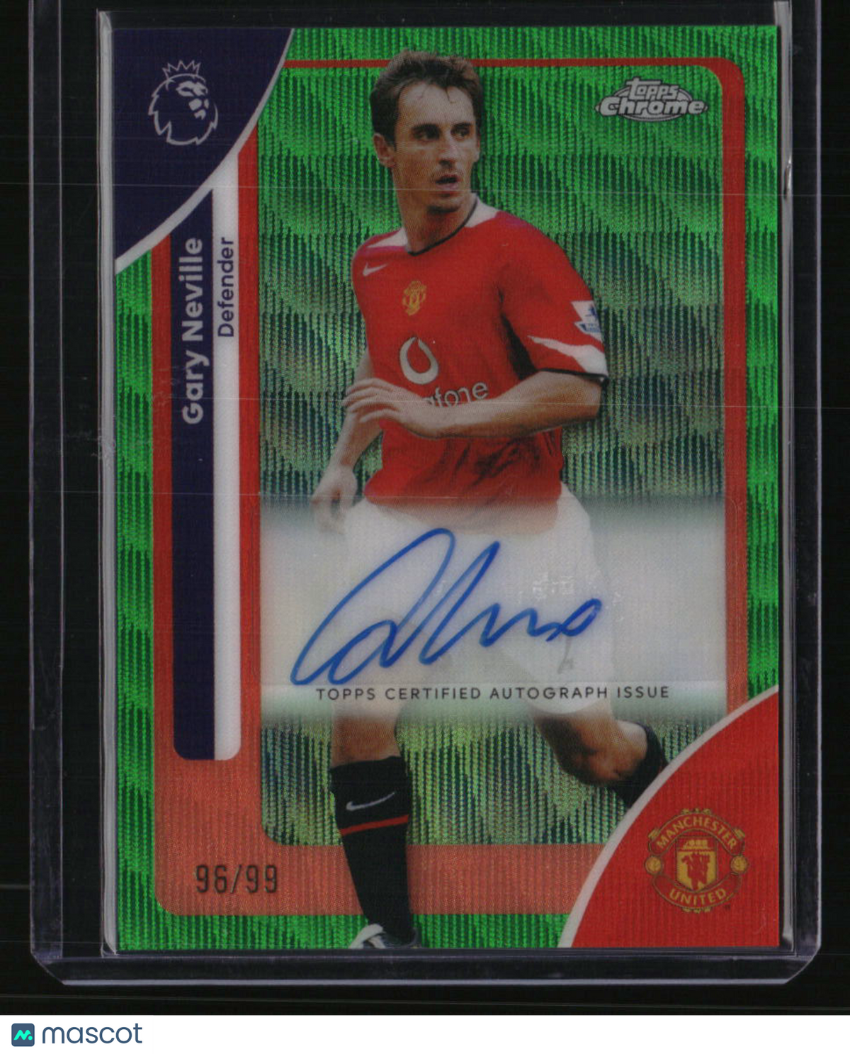2025-26 Topps Chrome Premier League Gary Neville Auto Green Wave #/99