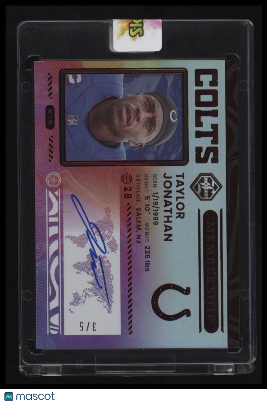 2022 Panini Limited Jonathan Taylor Limited Membership Ruby Spotlight #/5