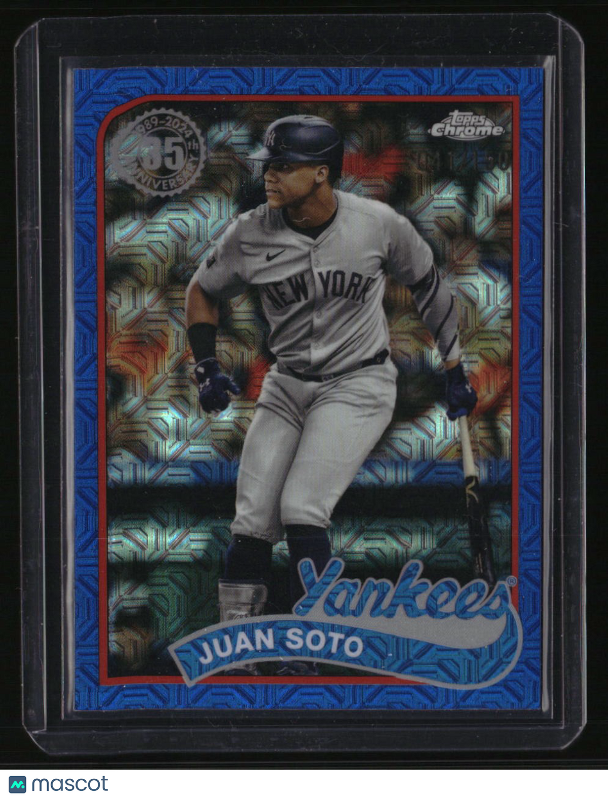 2024 Topps Update Juan Soto 35th Anniversary Chrome Blue Refractor #/150
