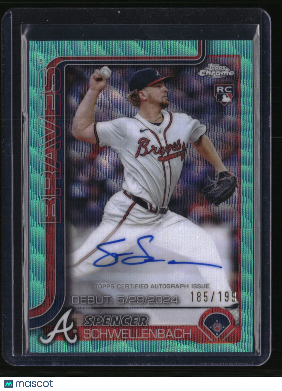 2025 Topps Chrome Update Spencer Schwellenbach Rookie Debut Auto Aqua Wave #/199