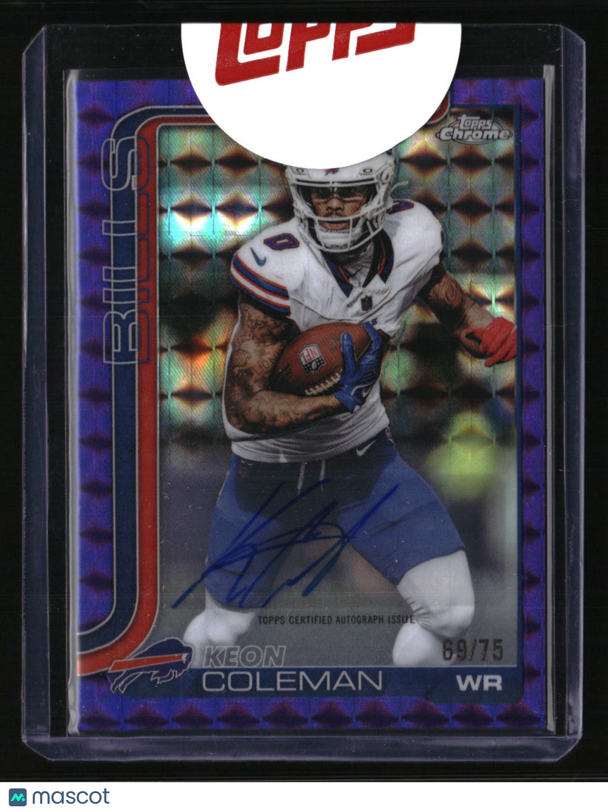 2025 Topps Chrome Keon Coleman Chrome Autographs Purple Geometric Refractor #/75