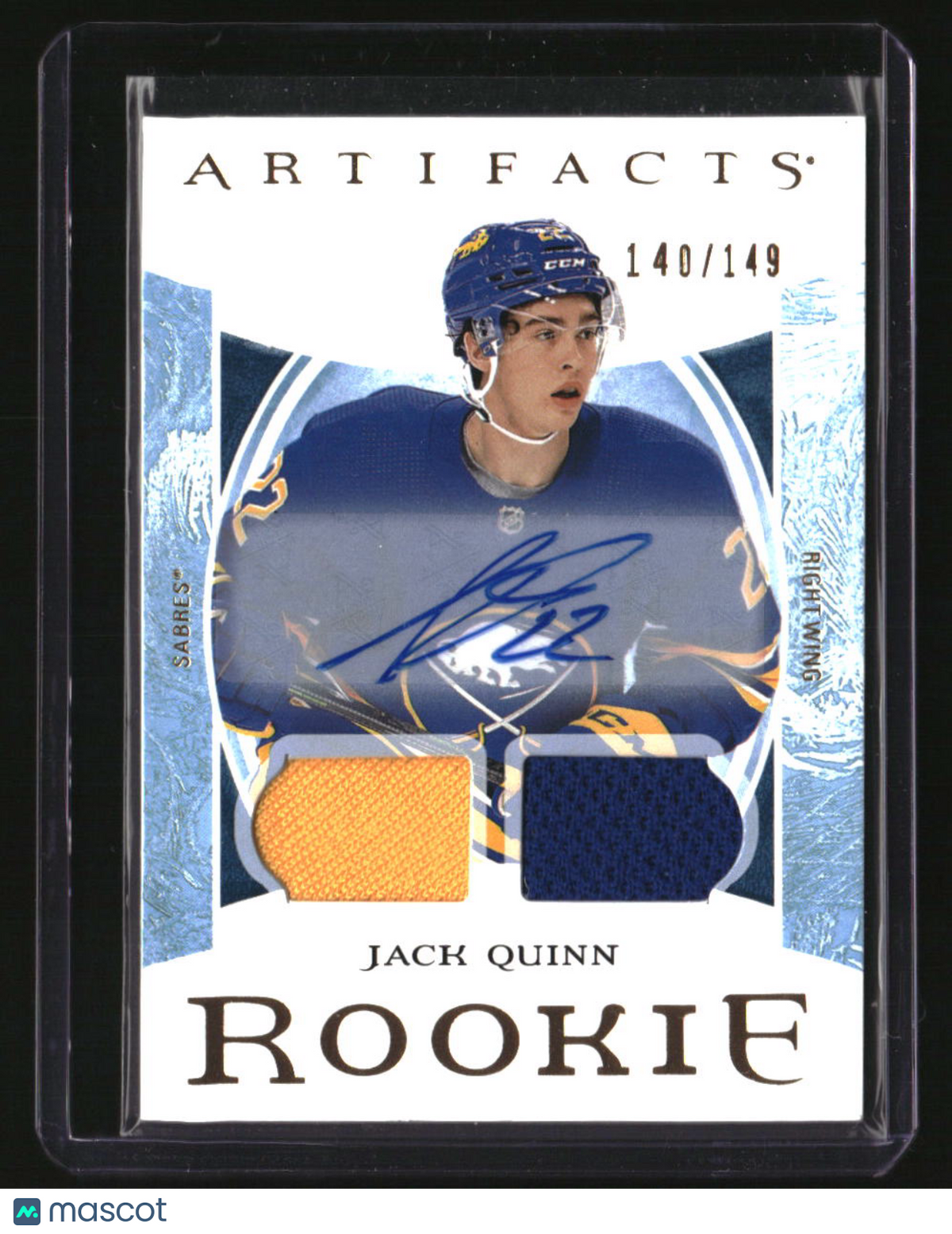 2022-23 Upper Deck Artifacts Jack Quinn Auto Material Gold #/149