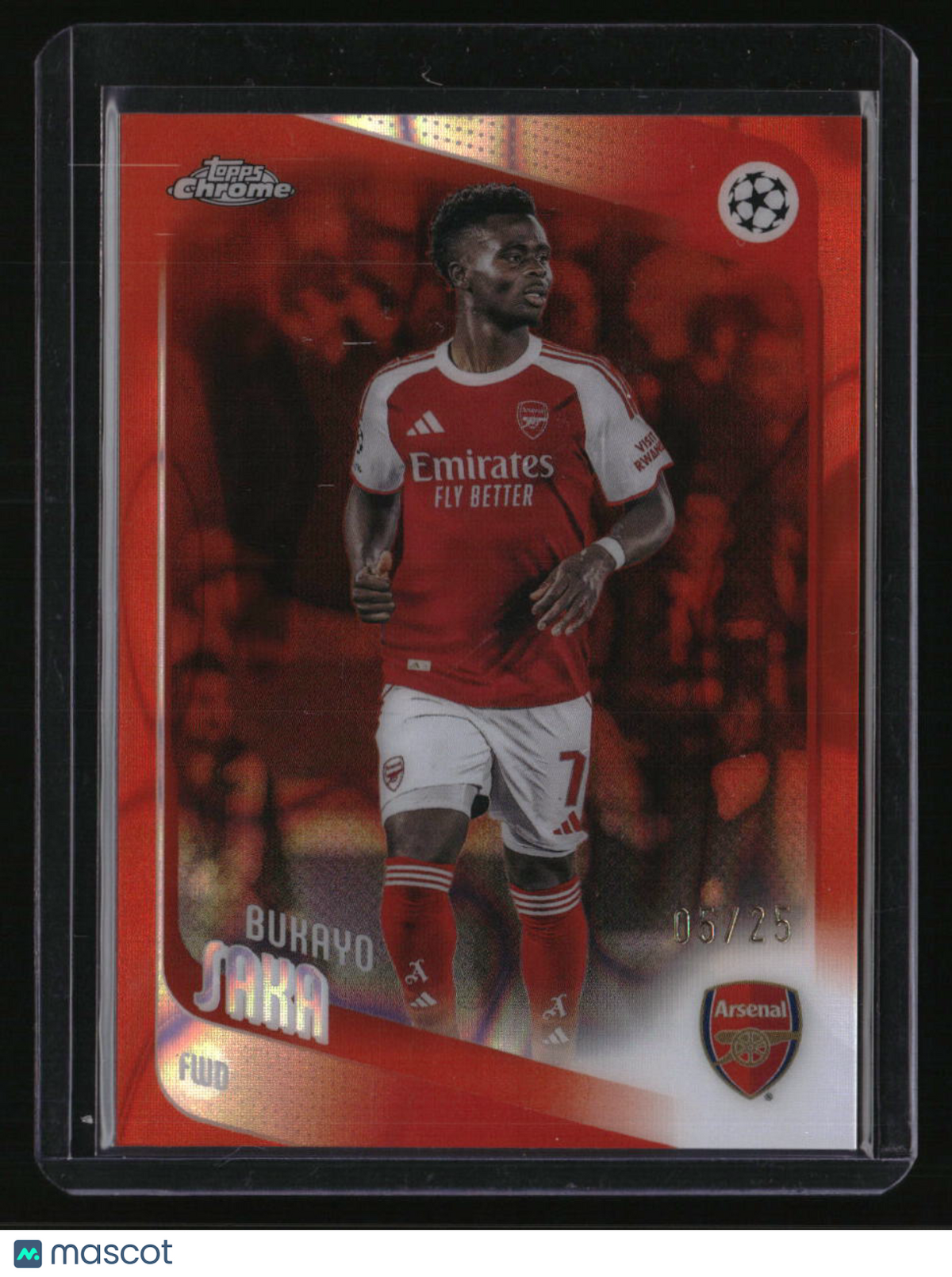 2025-26 Topps Chrome UEFA Club Competitions Bukayo Saka Orange Lava #/25