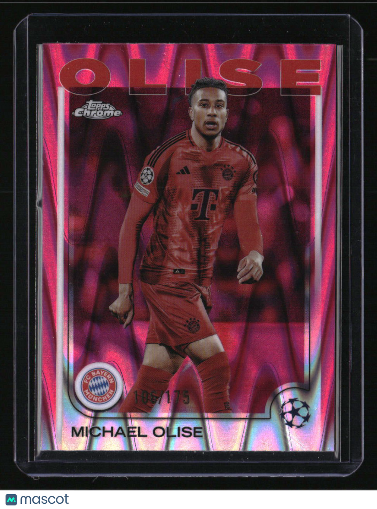 2024-25 Topps Chrome UEFA CC Michael Olise Neon Pink RayWave Refractor #/175