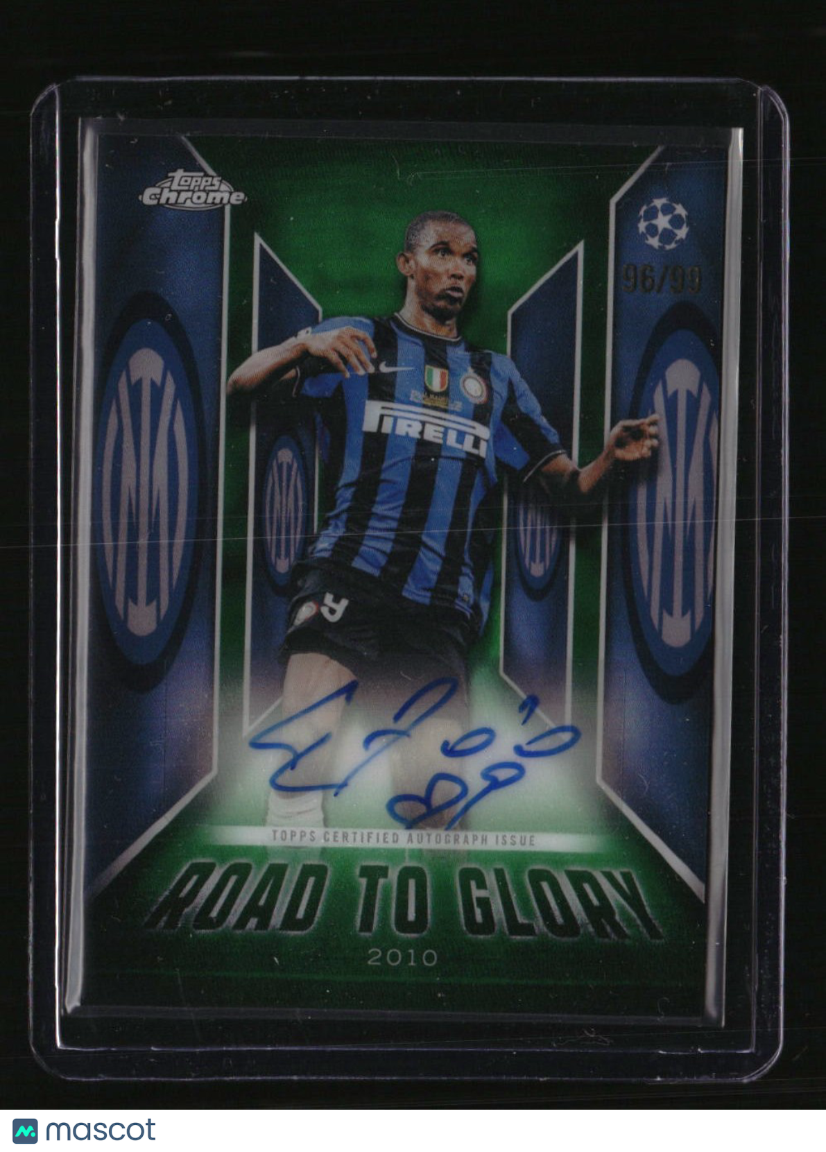 2025-26 Topps Chrome UEFA Club Comp Samuel Eto'o Road to Glory Auto Green #/99