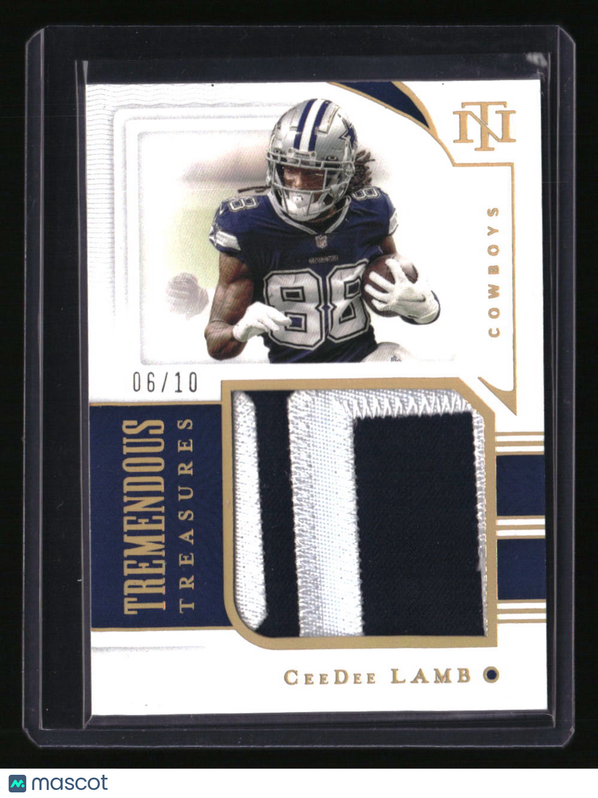 2021 Panini National Treasures CeeDee Lamb Tremendous Treasures Holo Gold #/10