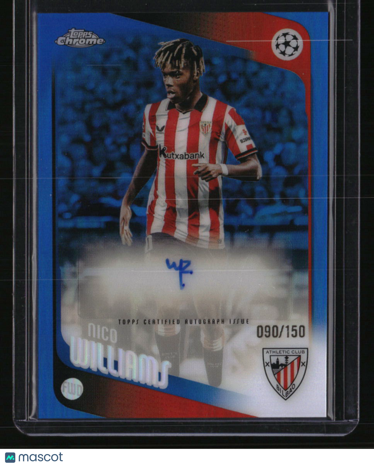 2025-26 Topps Chrome UEFA CC Nico Williams Auto Blue Refractor #/150