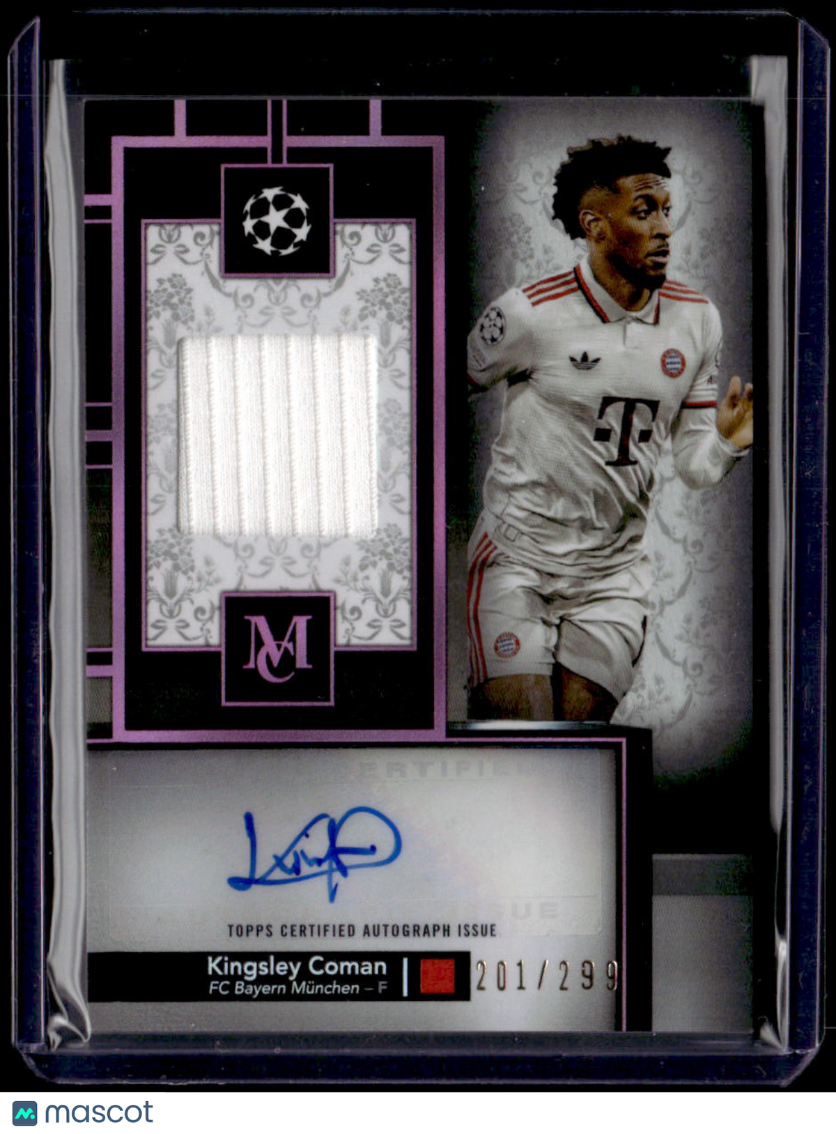 2024 Topps Museum Collection UEFA Kingsley Coman Auto Relics Rose Quartz #/299