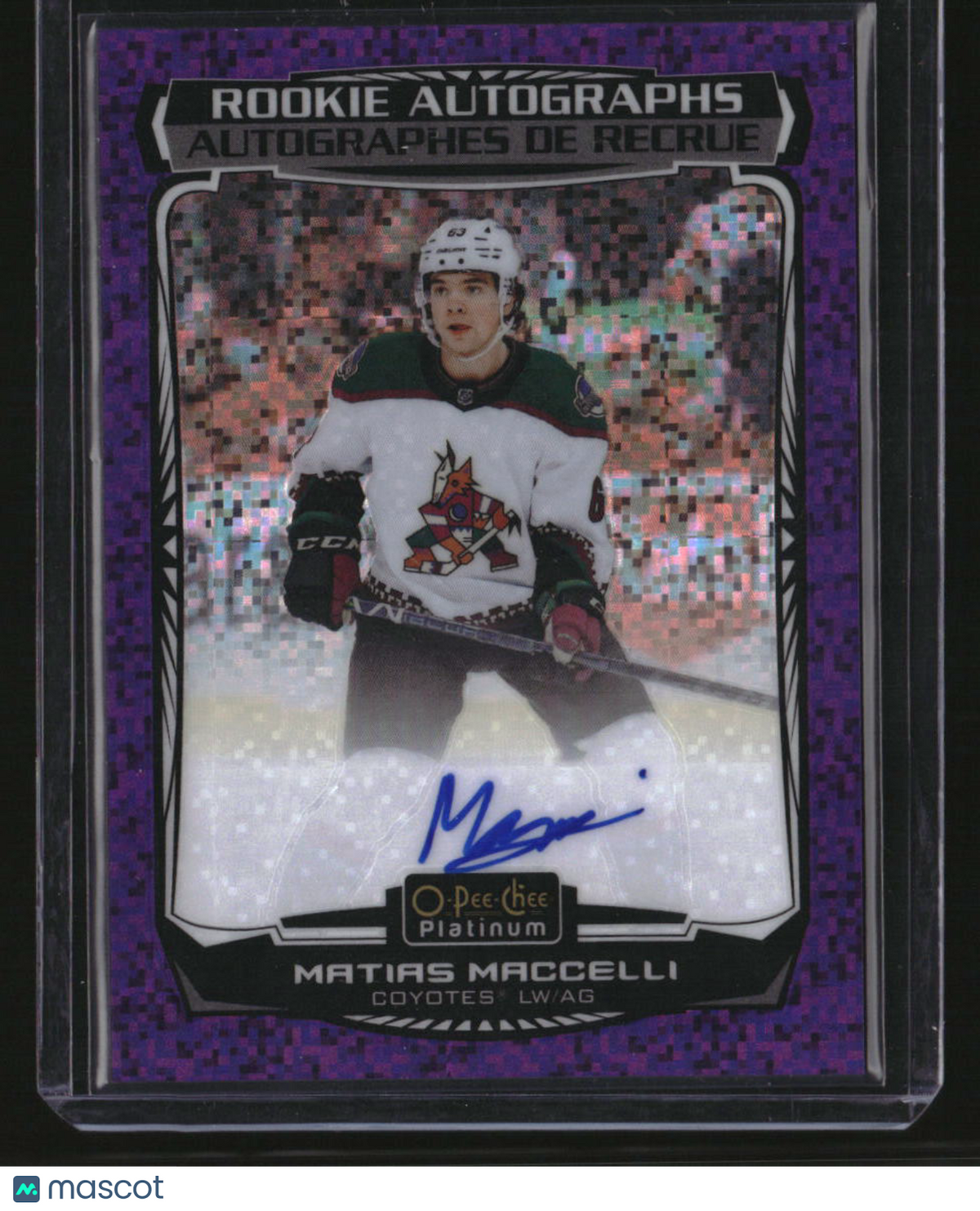 2022-23 O-Pee-Chee Platinum #R-MA Matias Maccelli Rookie-Auto-Violet-Pixels #/99