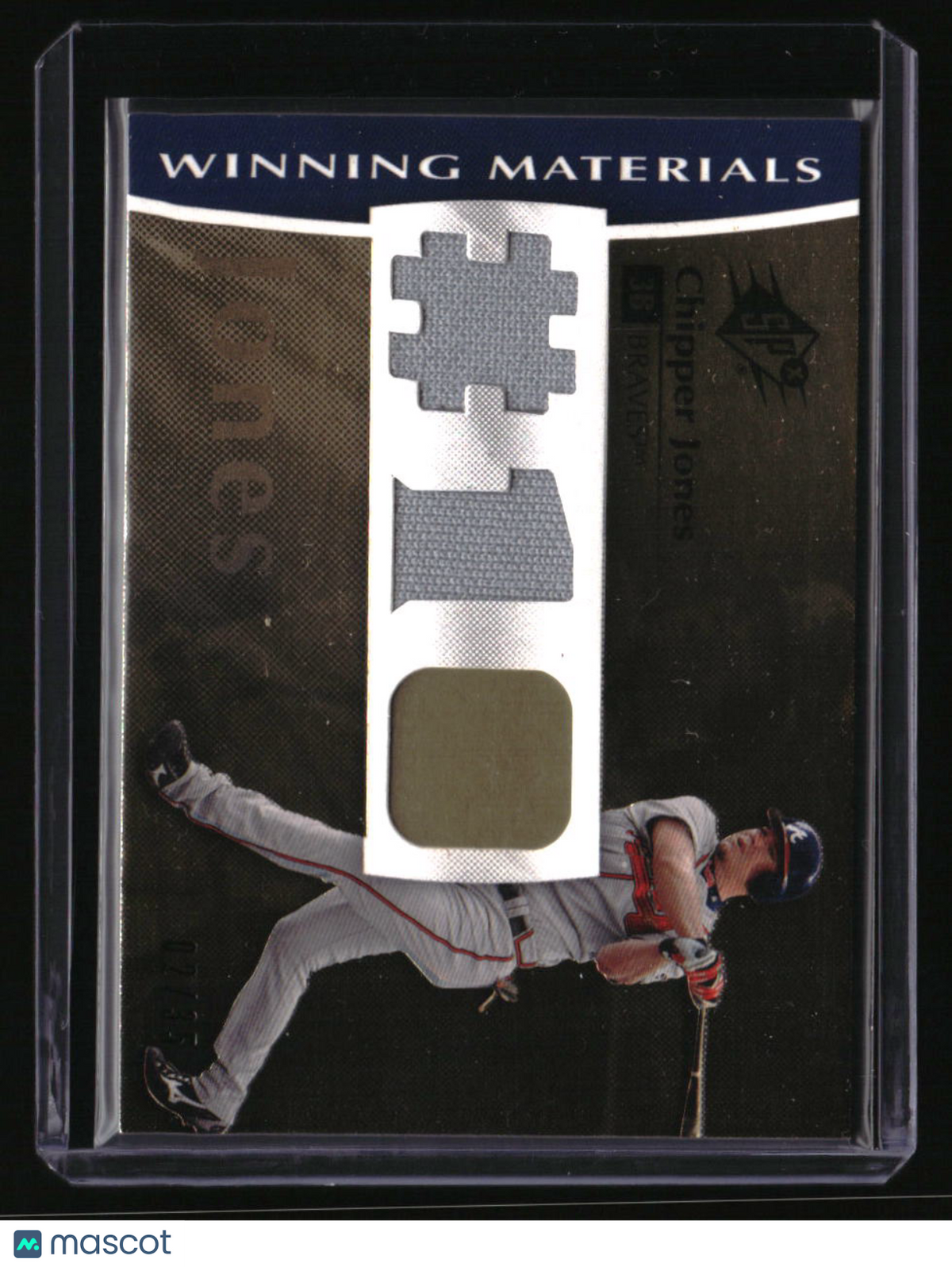 2008 SPx Chipper Jones Winning Materials Triple Team Initials 10 #/35