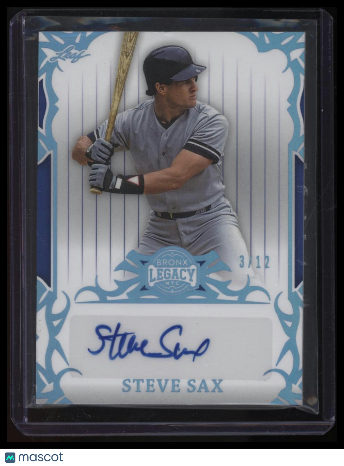 2023 Leaf #ba-ss1 Steve Sax Auto #/12 Bronx Legacy