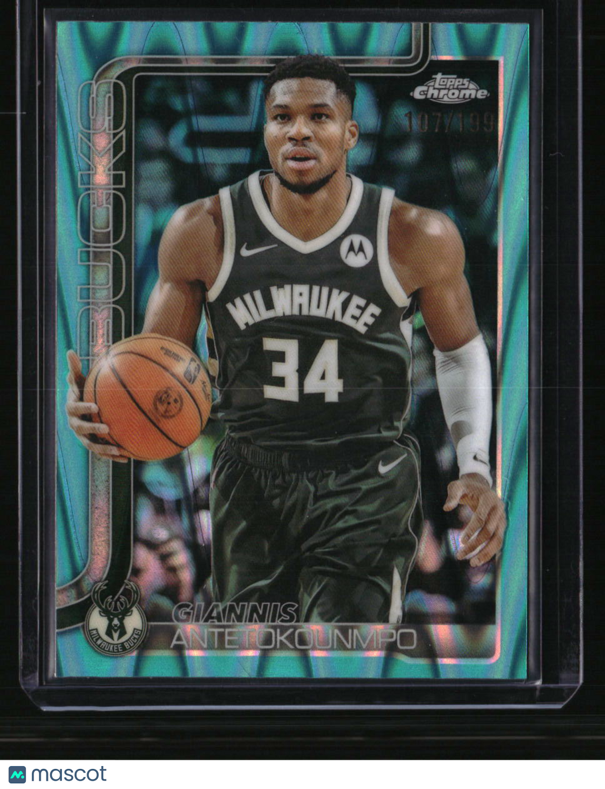 2025-26 Topps Chrome Giannis Antetokounmpo Aqua RayWave Refractor #/199