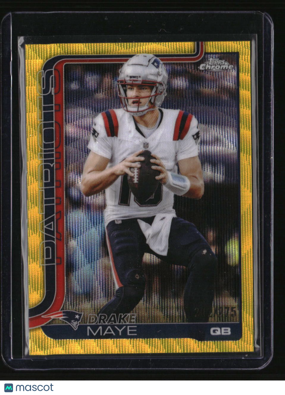 2025 Topps Chrome Drake Maye Yellow Wave Refractor #/275