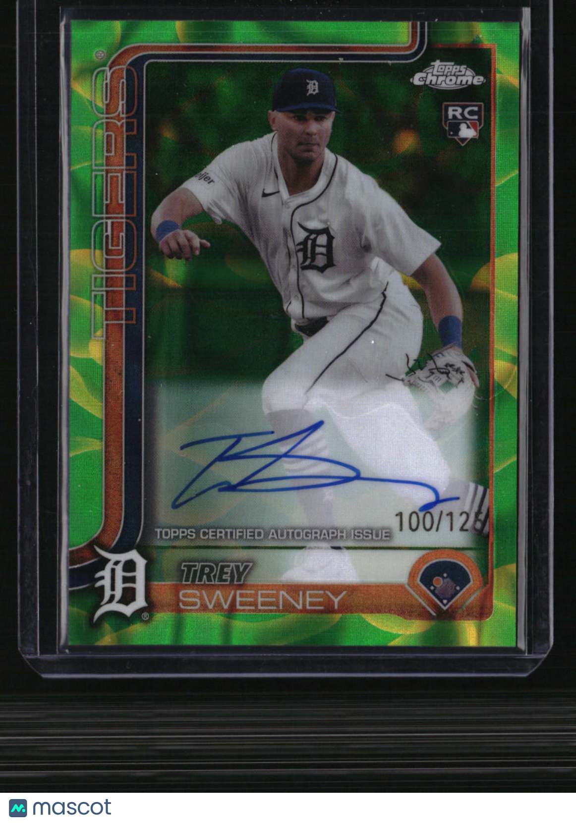 2025 Topps Chrome Update Trey Sweeney Rookie Lava Lamp Auto Green/Yellow #/125