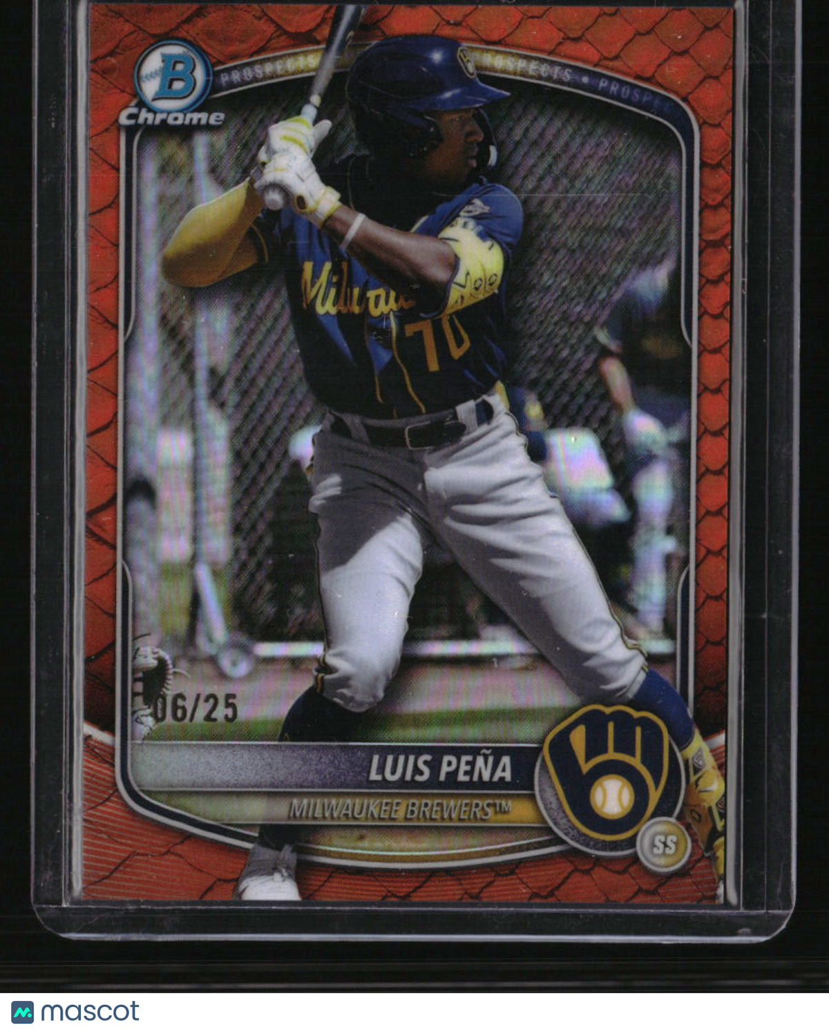 2025 Bowman Chrome Luis Peña Prospects Reptilian Orange #/25