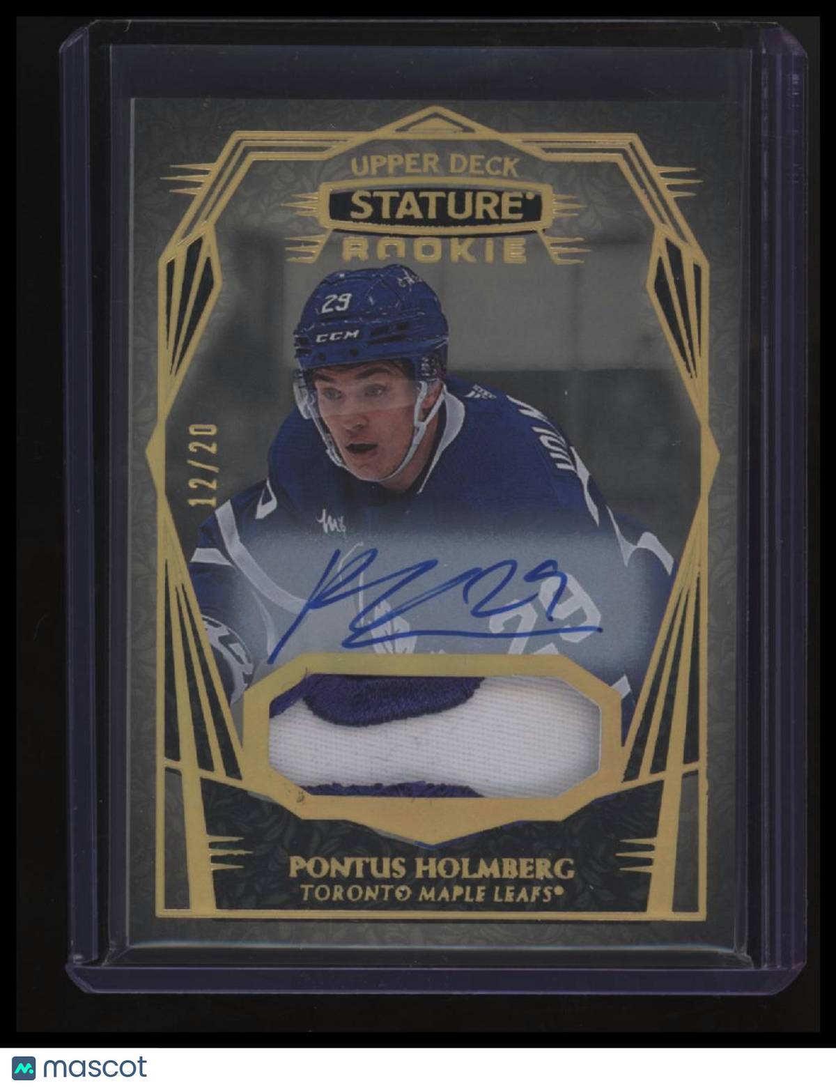 2022-23 Upper Deck Stature Pontus Holmberg Auto Patch Design Variant #/20